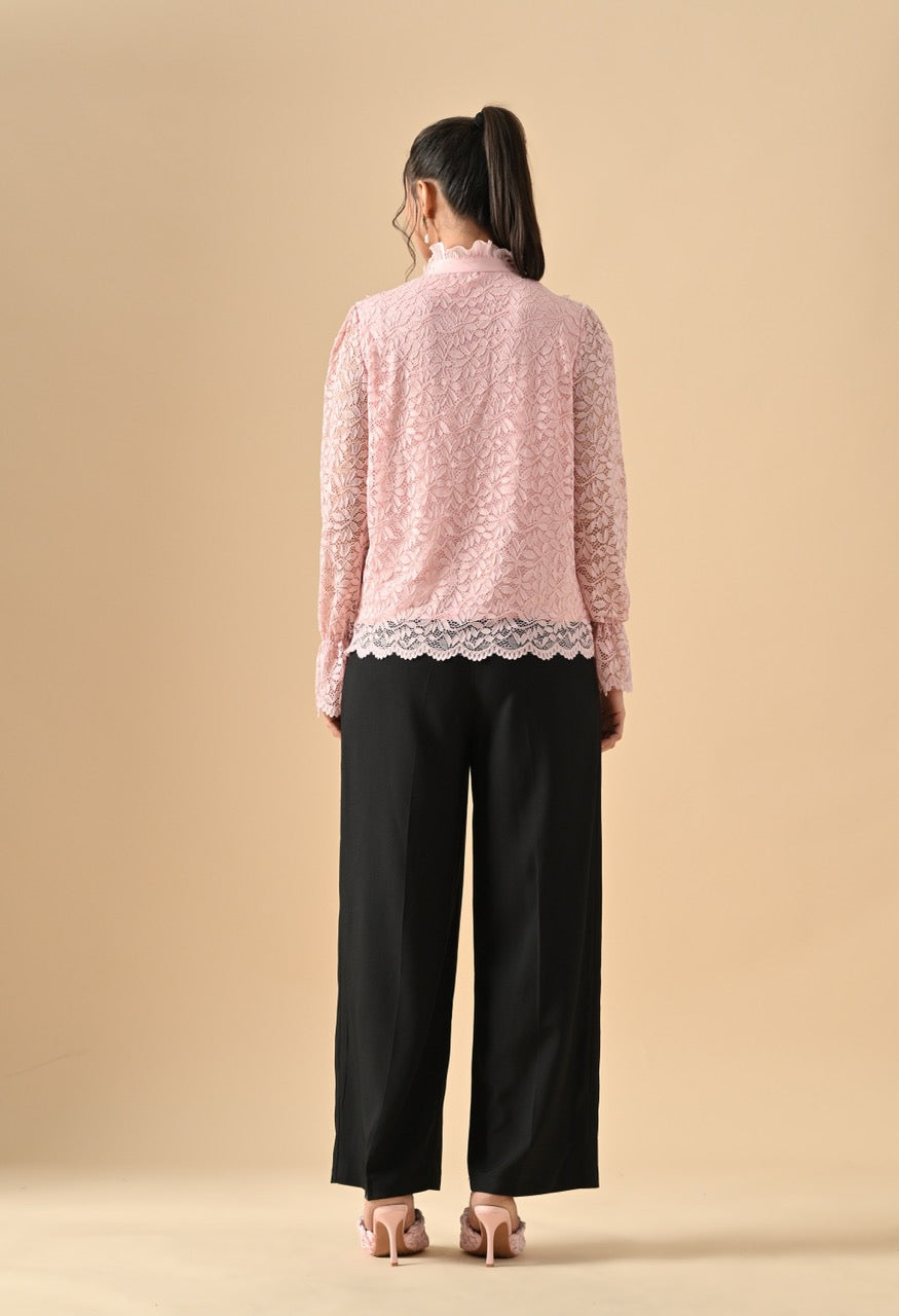 Gloria Lace Stone Work Ruffle Shirt Top for Women - gallery