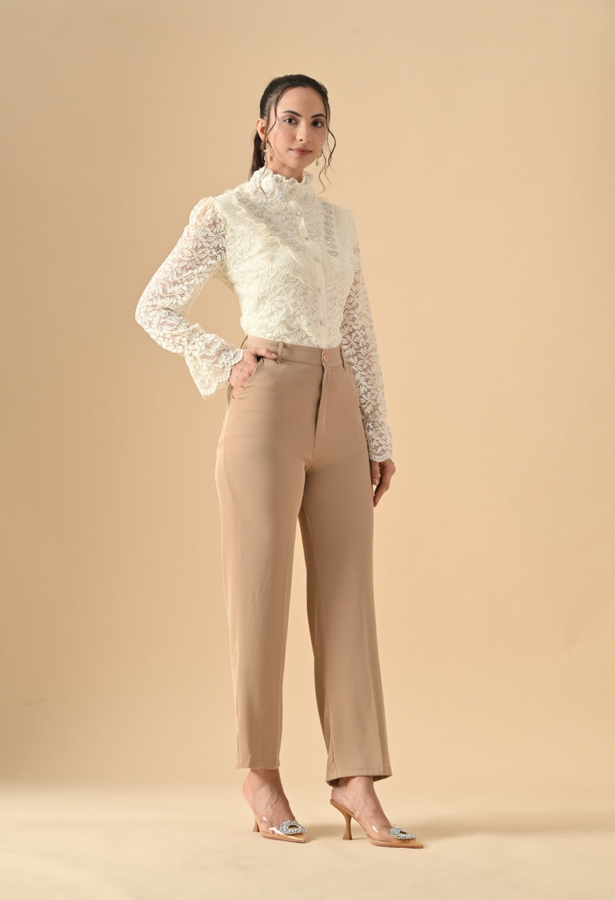 Gloria Lace Stone Work Ruffle Shirt Top for Women - gallery