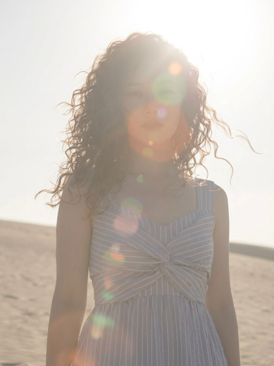 Striped Smock Maxi Dress for Women — Pastel Cotton - gallery