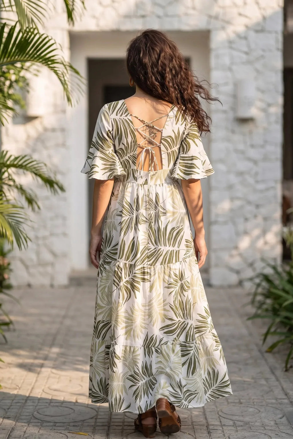 Linen Maxi Dress for Women — Flowing Jade Green Style - gallery