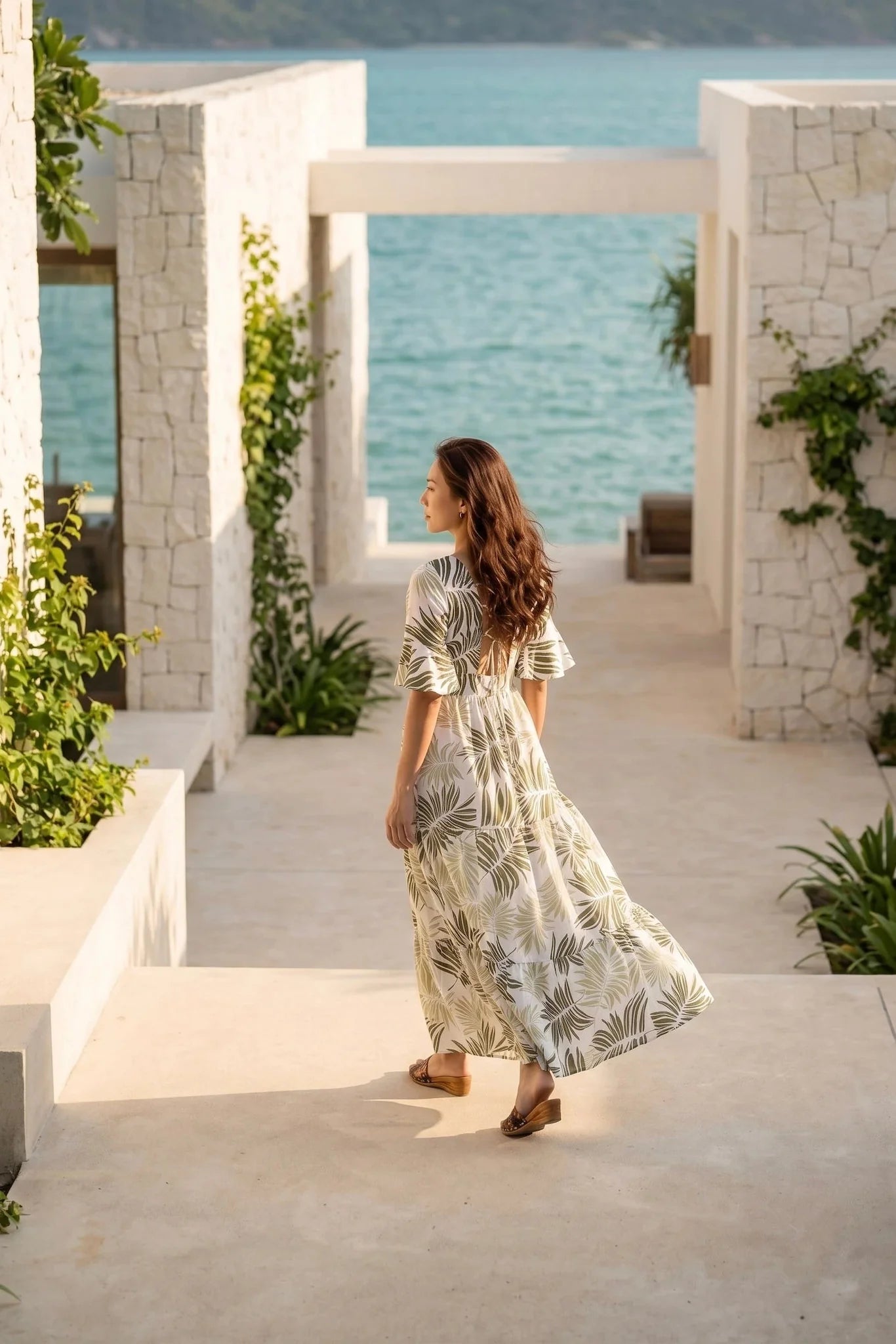 Linen Maxi Dress for Women — Flowing Jade Green Style