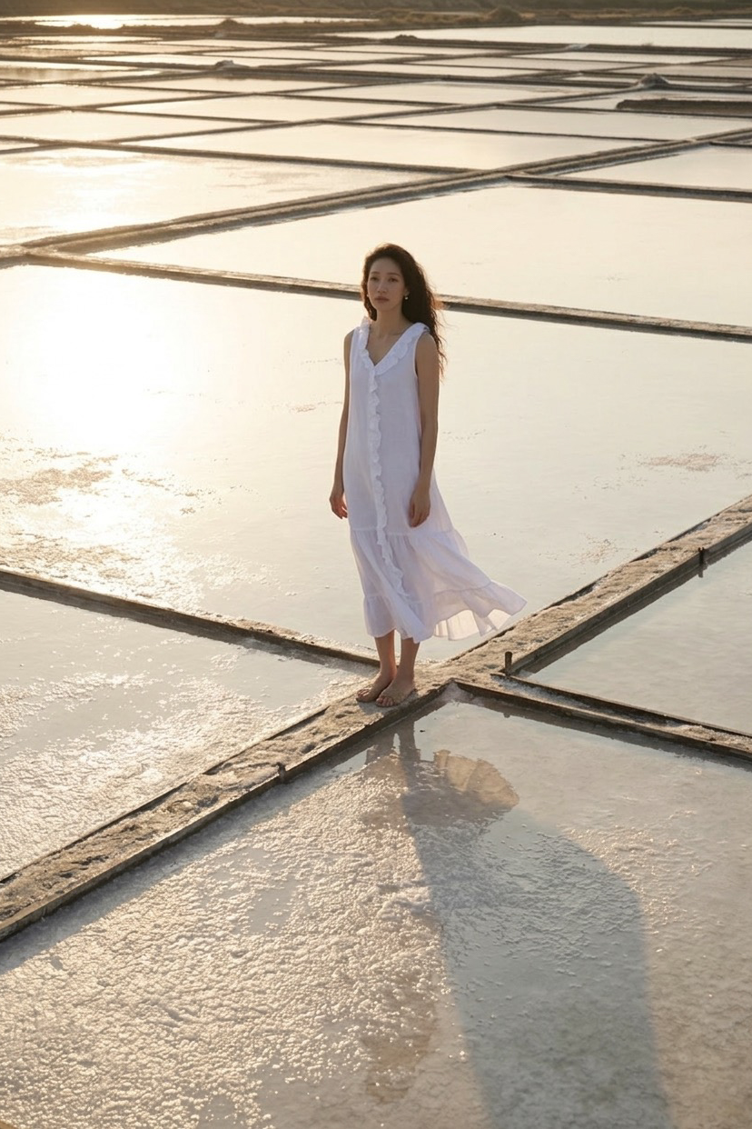 Fringe-Hem Linen Maxi Dress for Women — Relaxed Fit - gallery