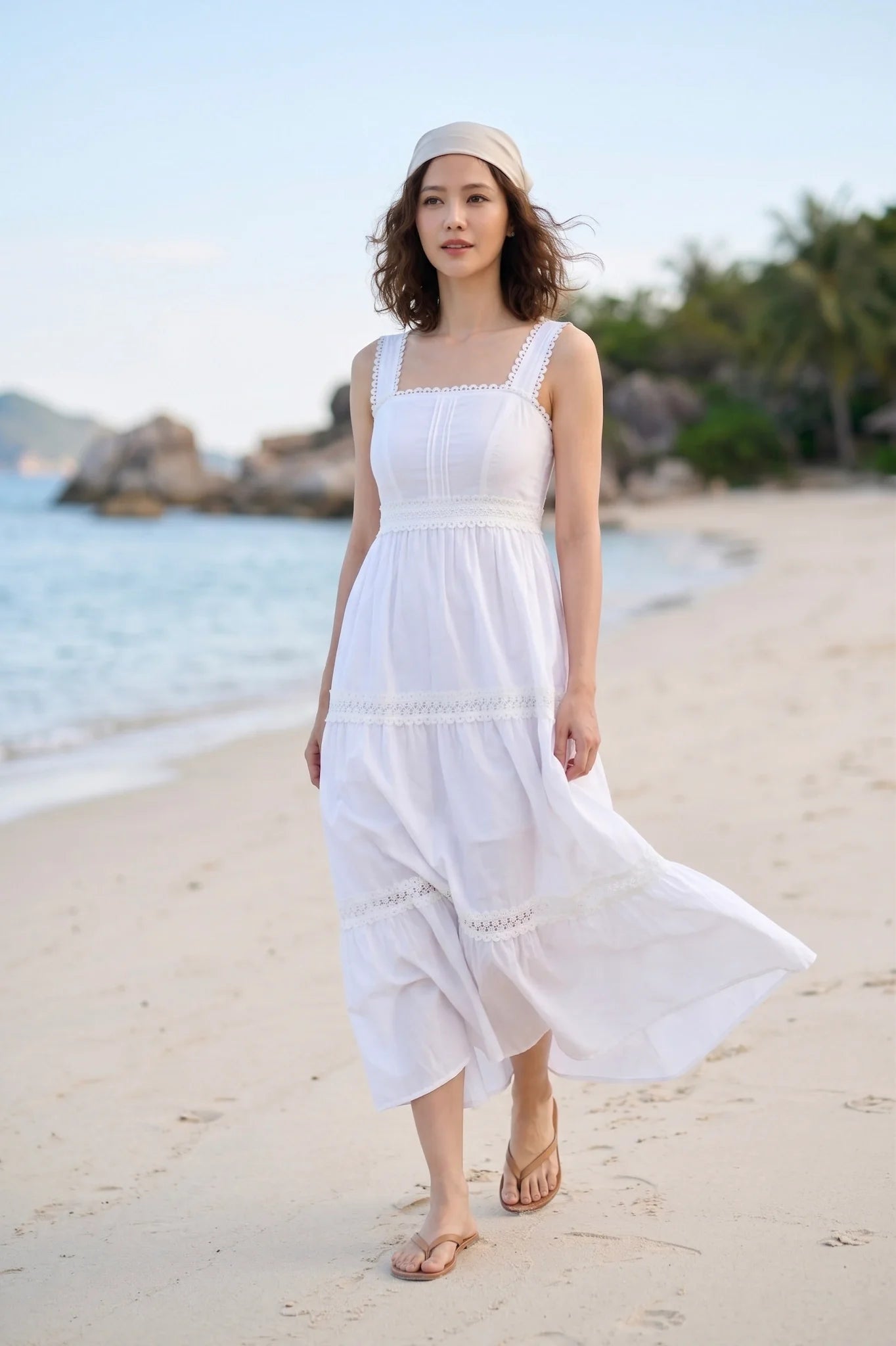 Everyday Cotton Maxi Dress for Women — Relaxed White Silhouette - gallery