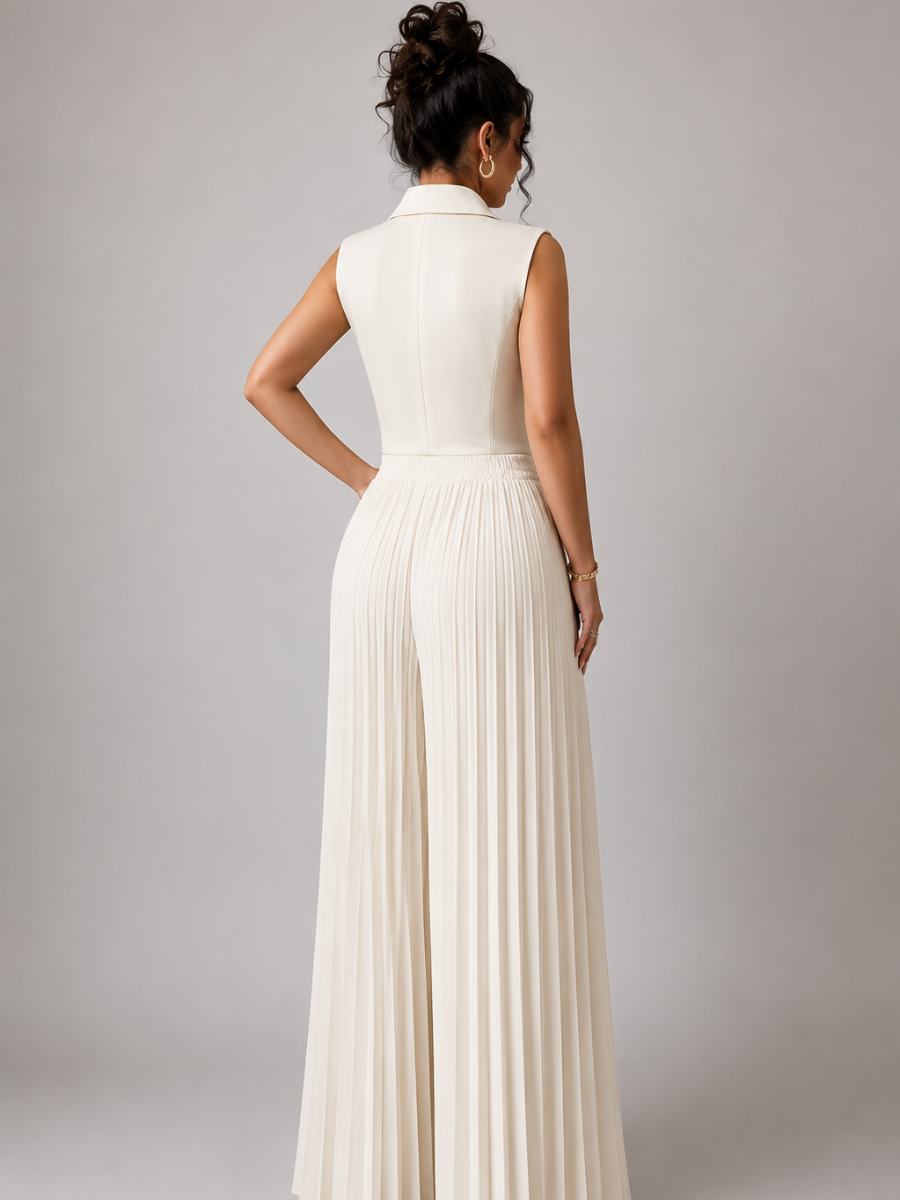 Tailored Vest and Pleated Palazzo Trousers Set for Women - gallery