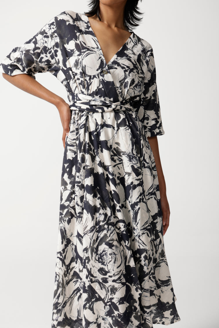 Lehrer Viscose Linen Wrap Dress for Women - gallery