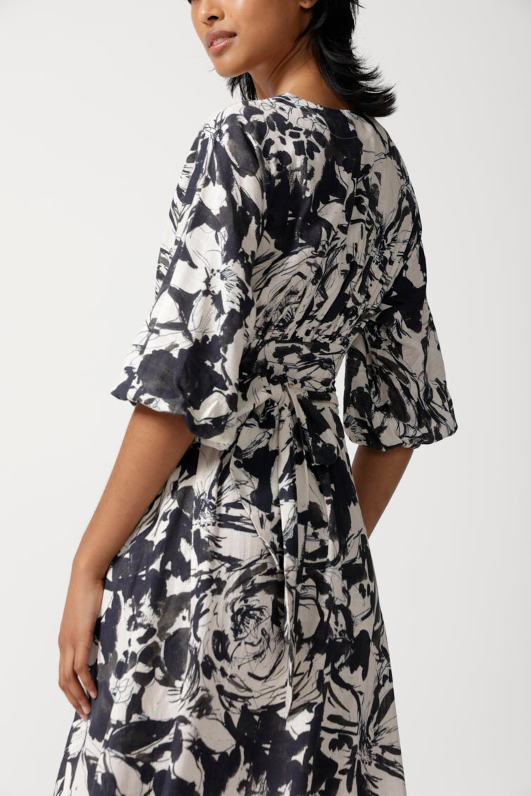 Lehrer Viscose Linen Wrap Dress for Women - gallery