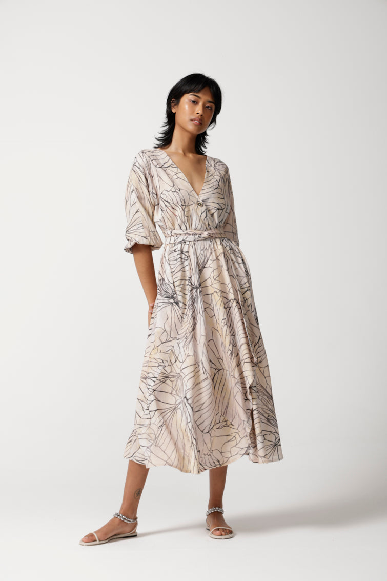 Lehrer Viscose Linen Wrap Dress for Women - gallery