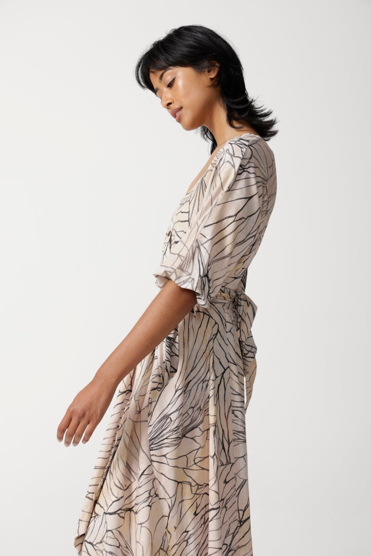 Lehrer Viscose Linen Wrap Dress for Women - gallery