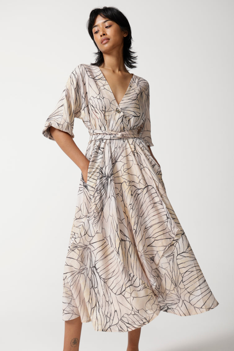 Lehrer Viscose Linen Wrap Dress for Women - gallery