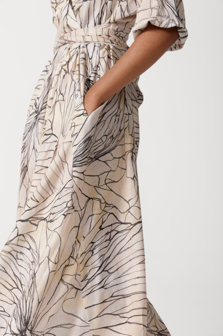 Lehrer Viscose Linen Wrap Dress for Women - gallery