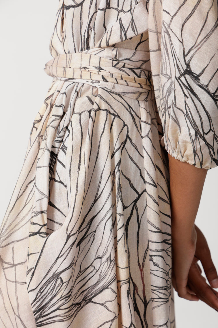 Lehrer Viscose Linen Wrap Dress for Women - gallery
