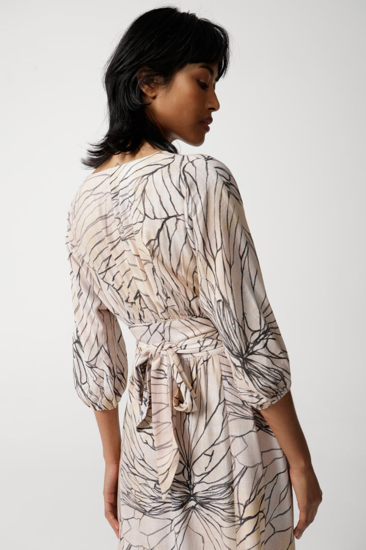 Lehrer Viscose Linen Wrap Dress for Women - gallery