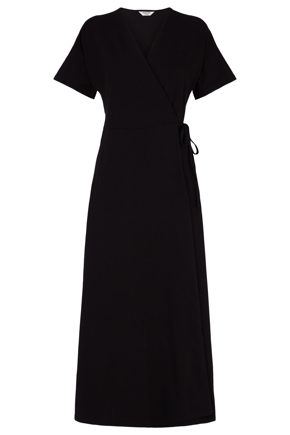 Black Organic Cotton Wrap Dress for Women — Waist Tie - gallery