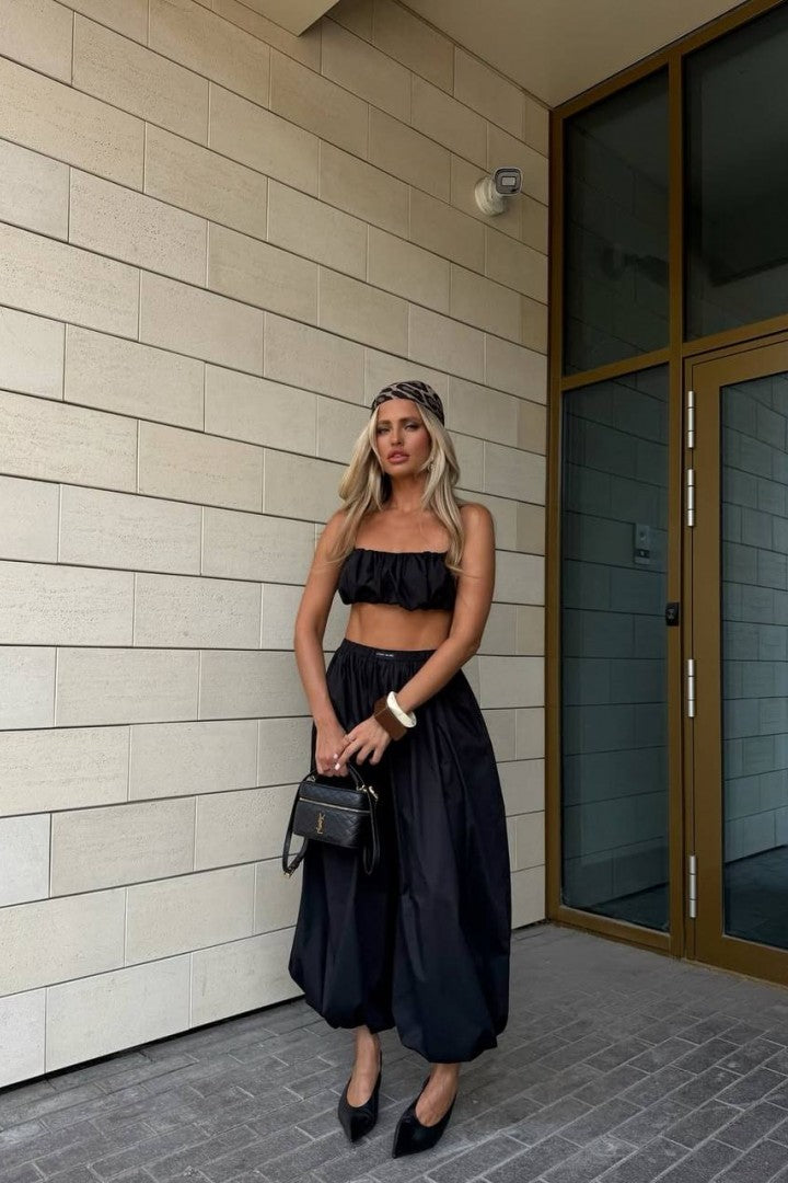 Rayakar Ruched Crop Top and Balloon Pant Coord Set for Women - gallery