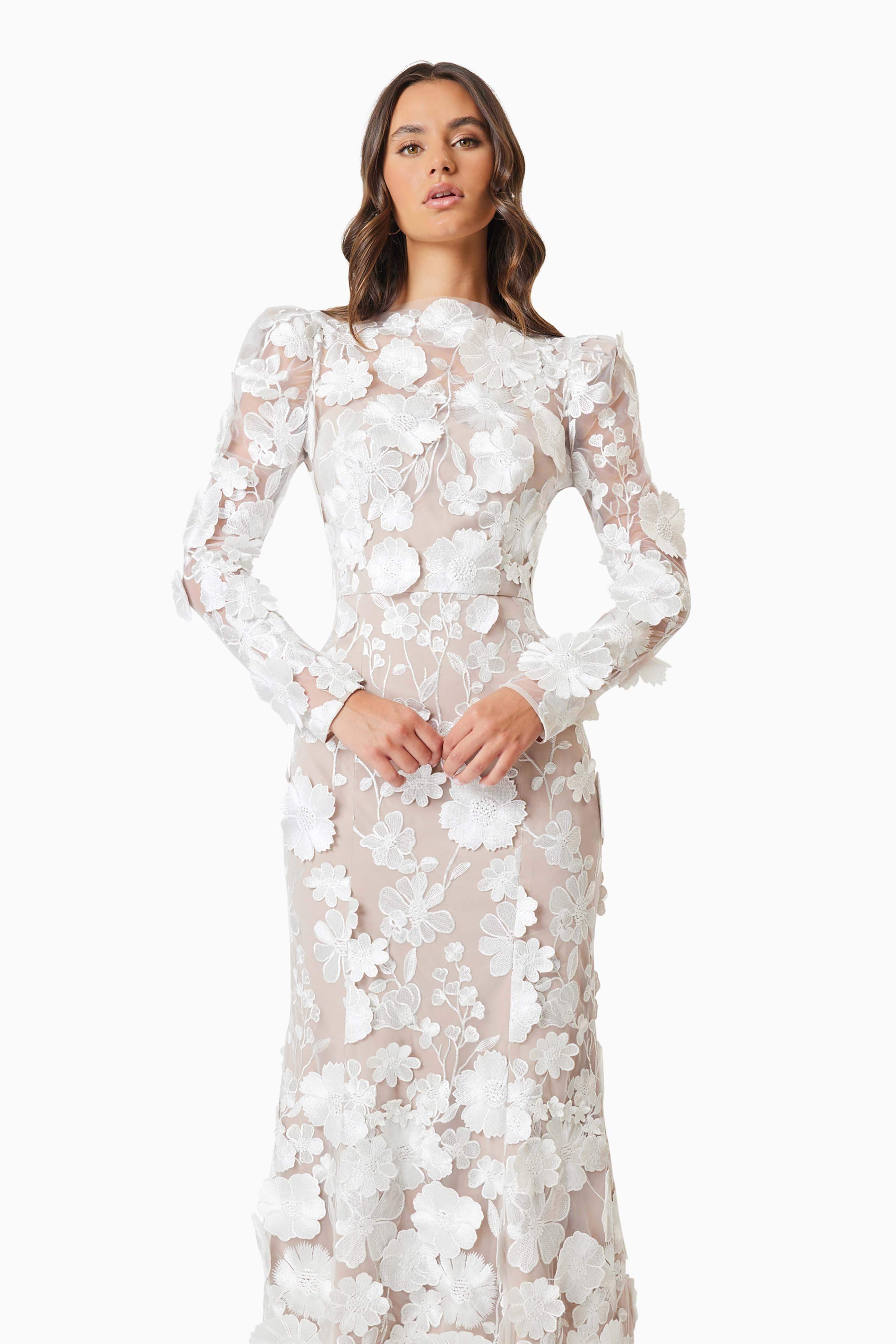 Shannon Floral Lace Long Sleeve Midi Dress for Women - gallery