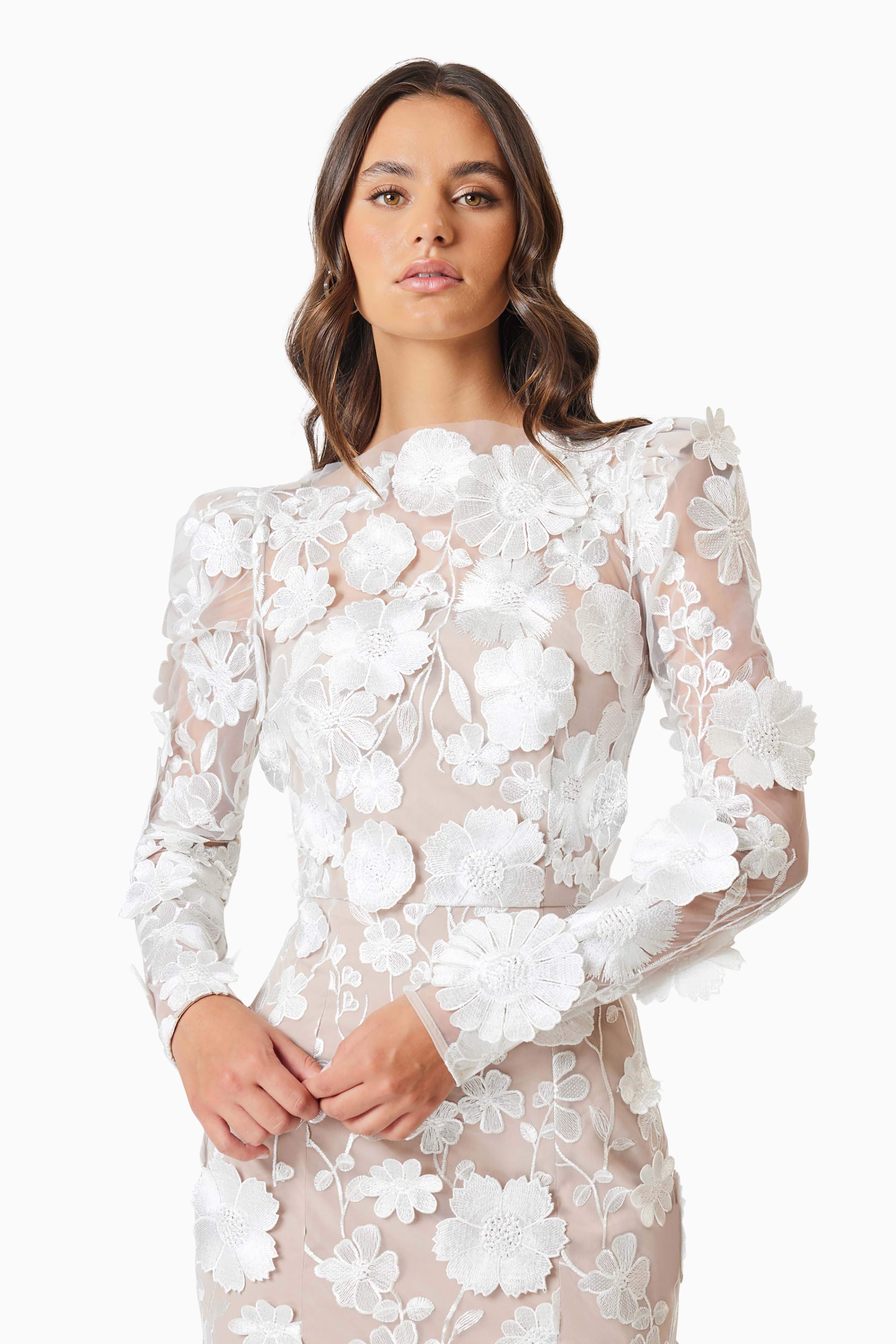Shannon Floral Lace Long Sleeve Midi Dress for Women - gallery