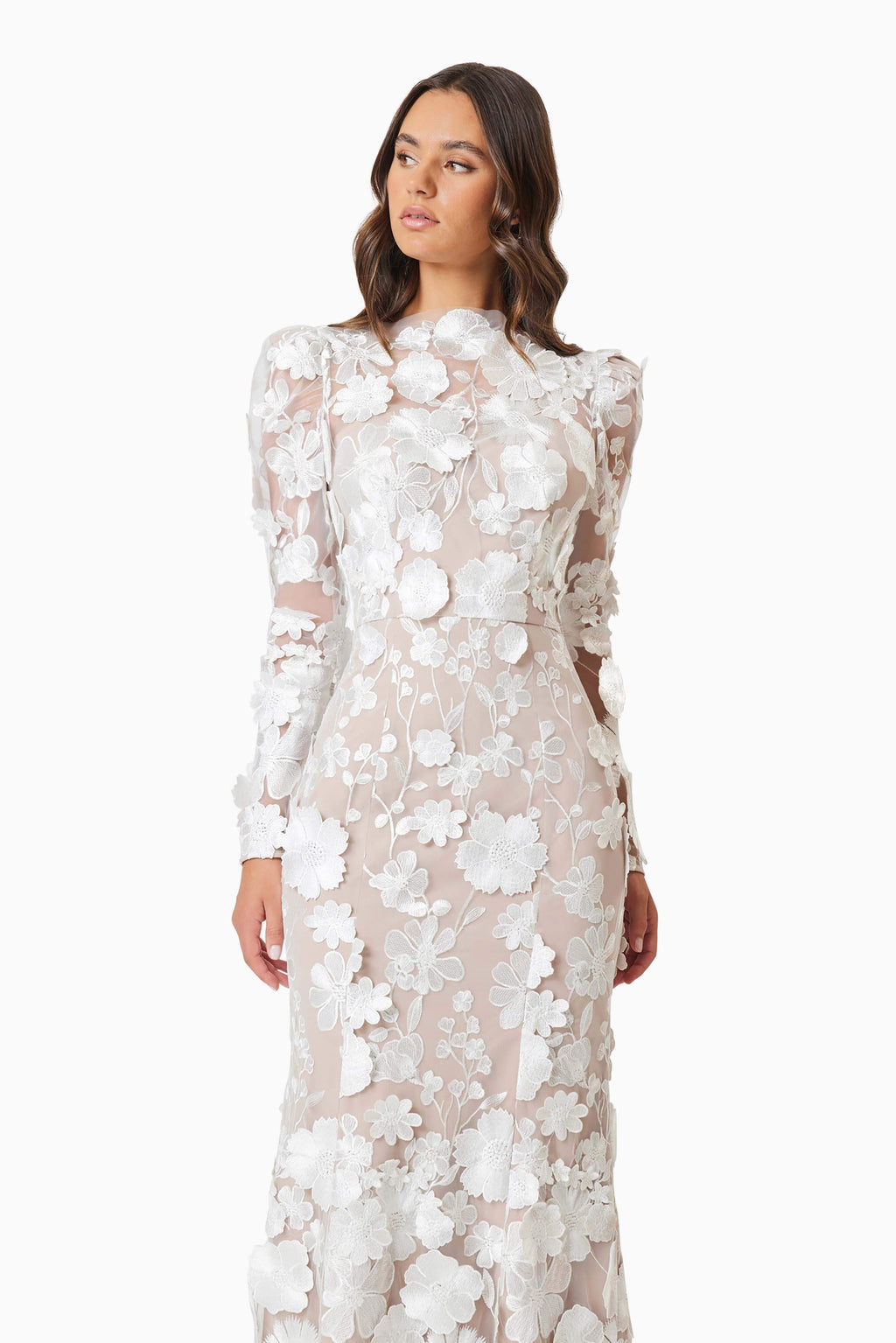 Shannon Floral Lace Long Sleeve Midi Dress for Women - gallery