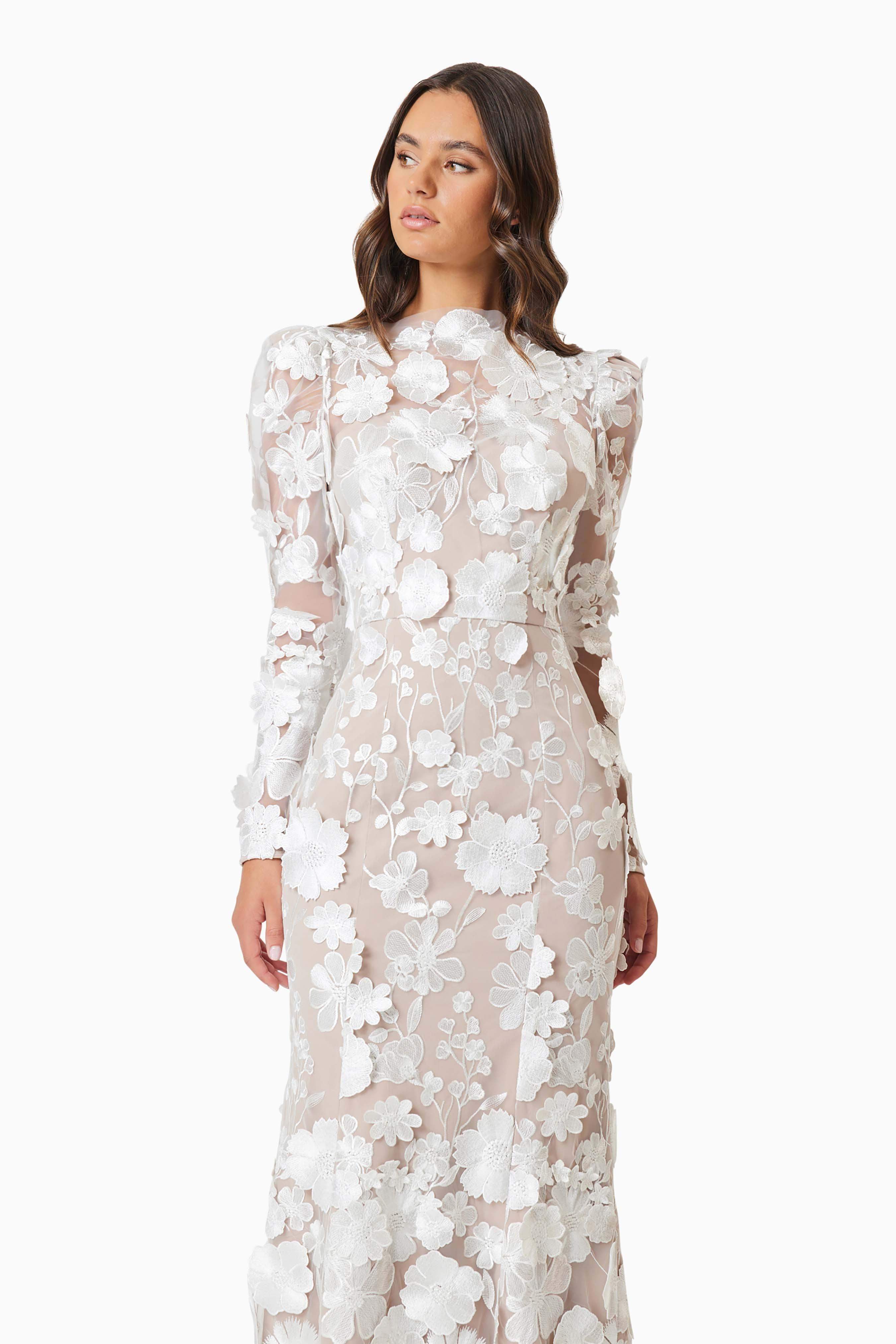 Shannon Floral Lace Long Sleeve Midi Dress for Women - gallery