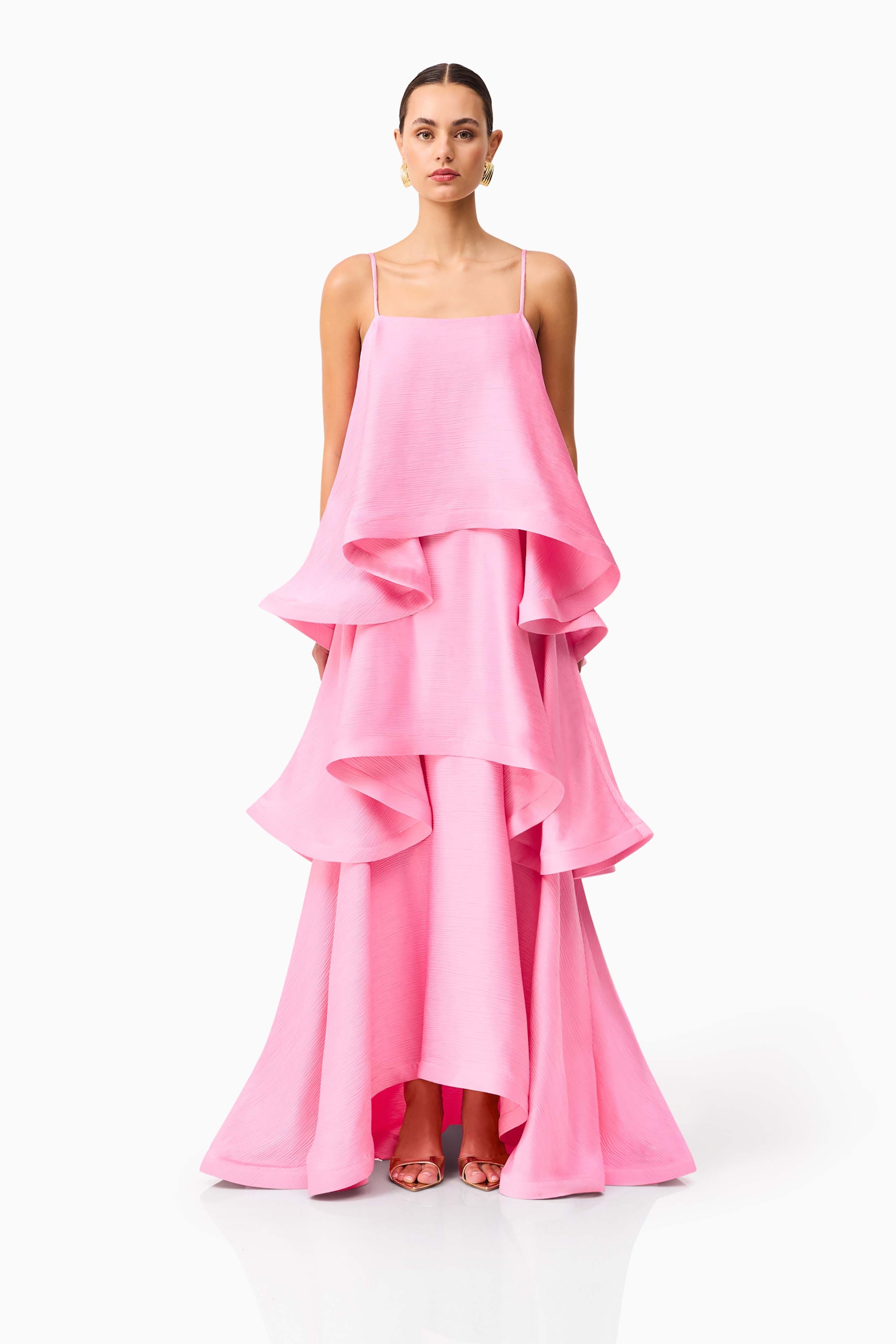 Tilly Tiered Satin Maxi Dress for Women