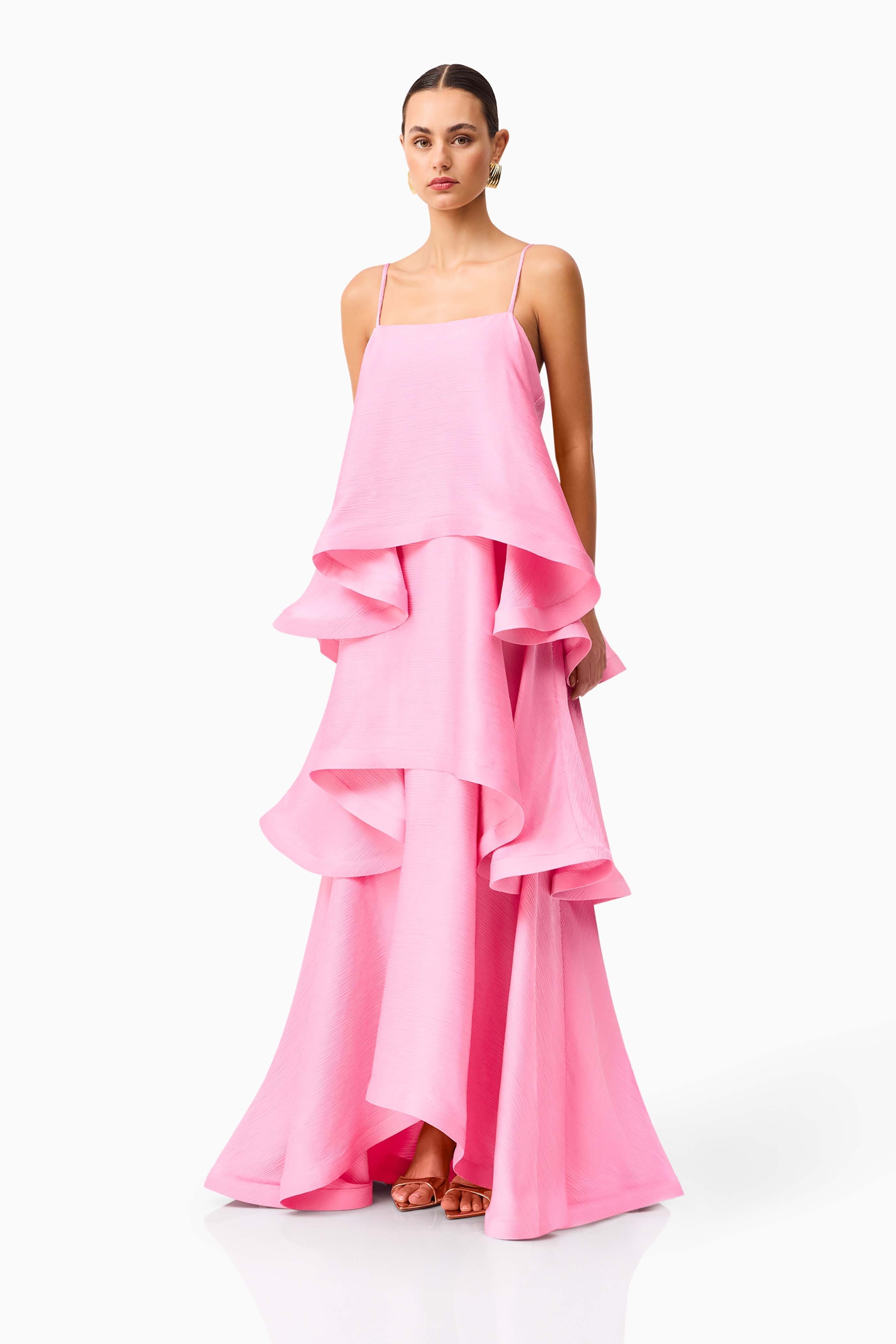 Tilly Tiered Satin Maxi Dress for Women - gallery