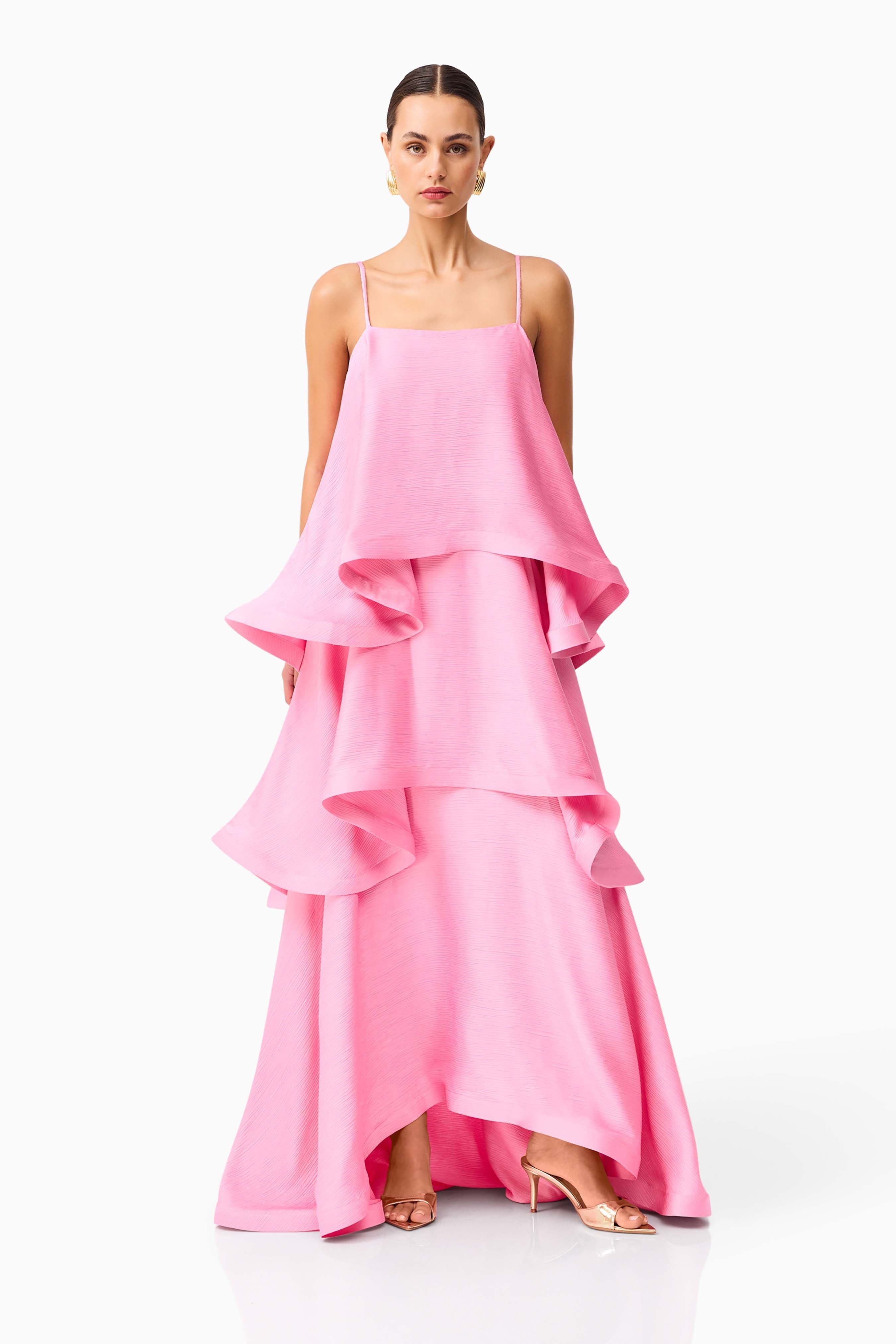 Tilly Tiered Satin Maxi Dress for Women - gallery