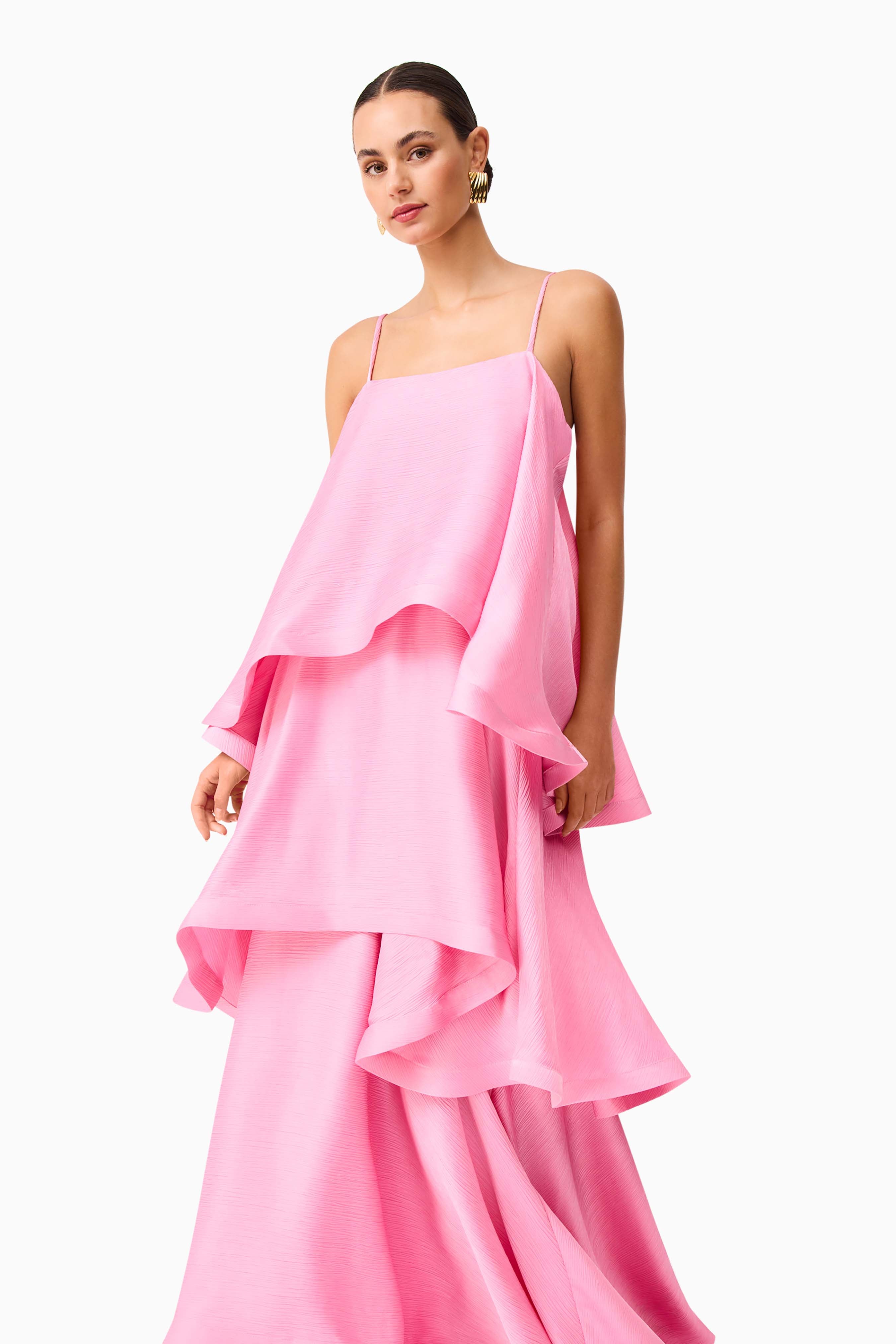 Tilly Tiered Satin Maxi Dress for Women - gallery