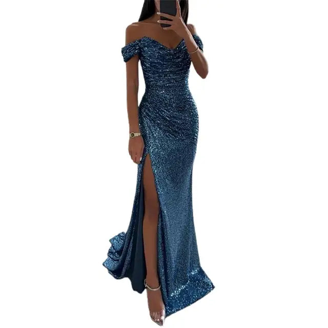 Elegant V-Neck Evening Dress