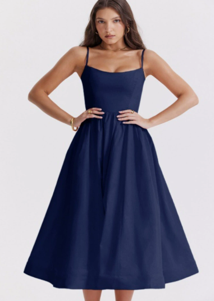 Stylish Midi Dress with Elegant Back Lacing