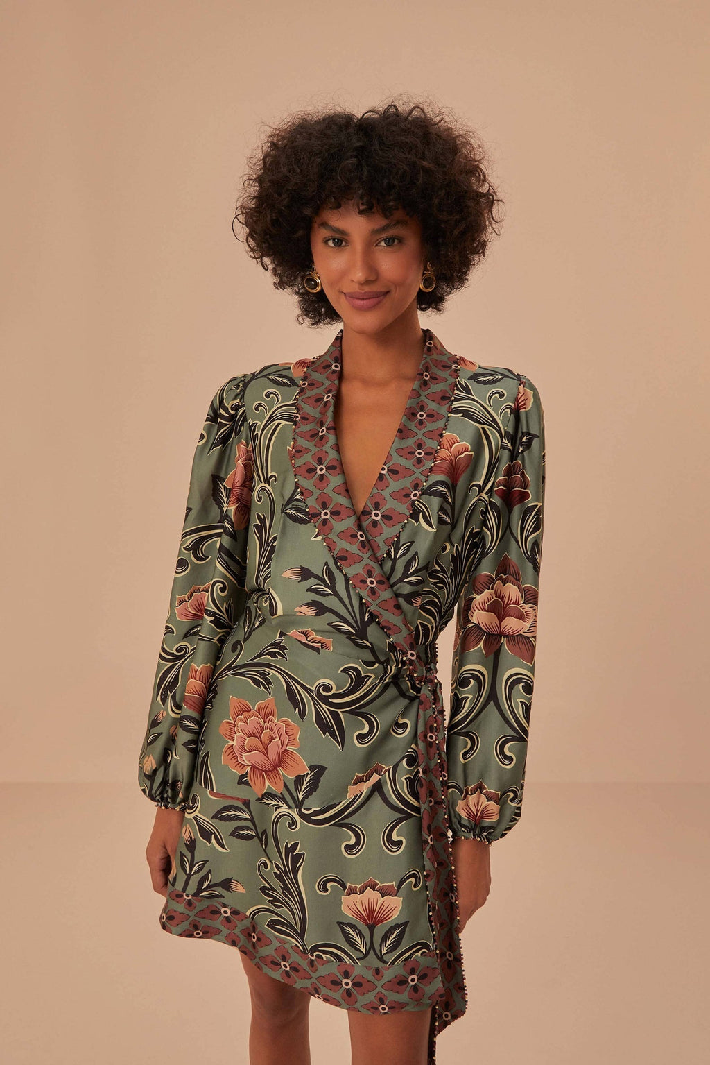 Arabesque Floral Print Midi Dress for Women — Vibrant