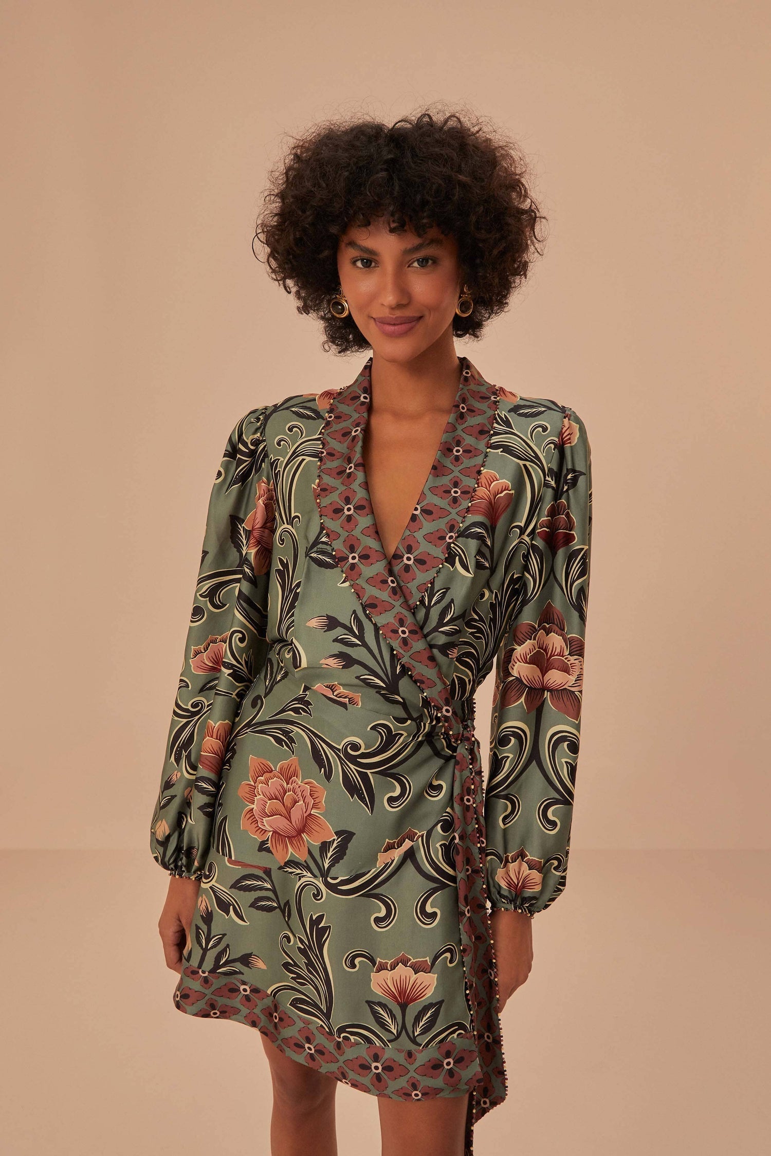 Arabesque Floral Print Midi Dress for Women — Vibrant