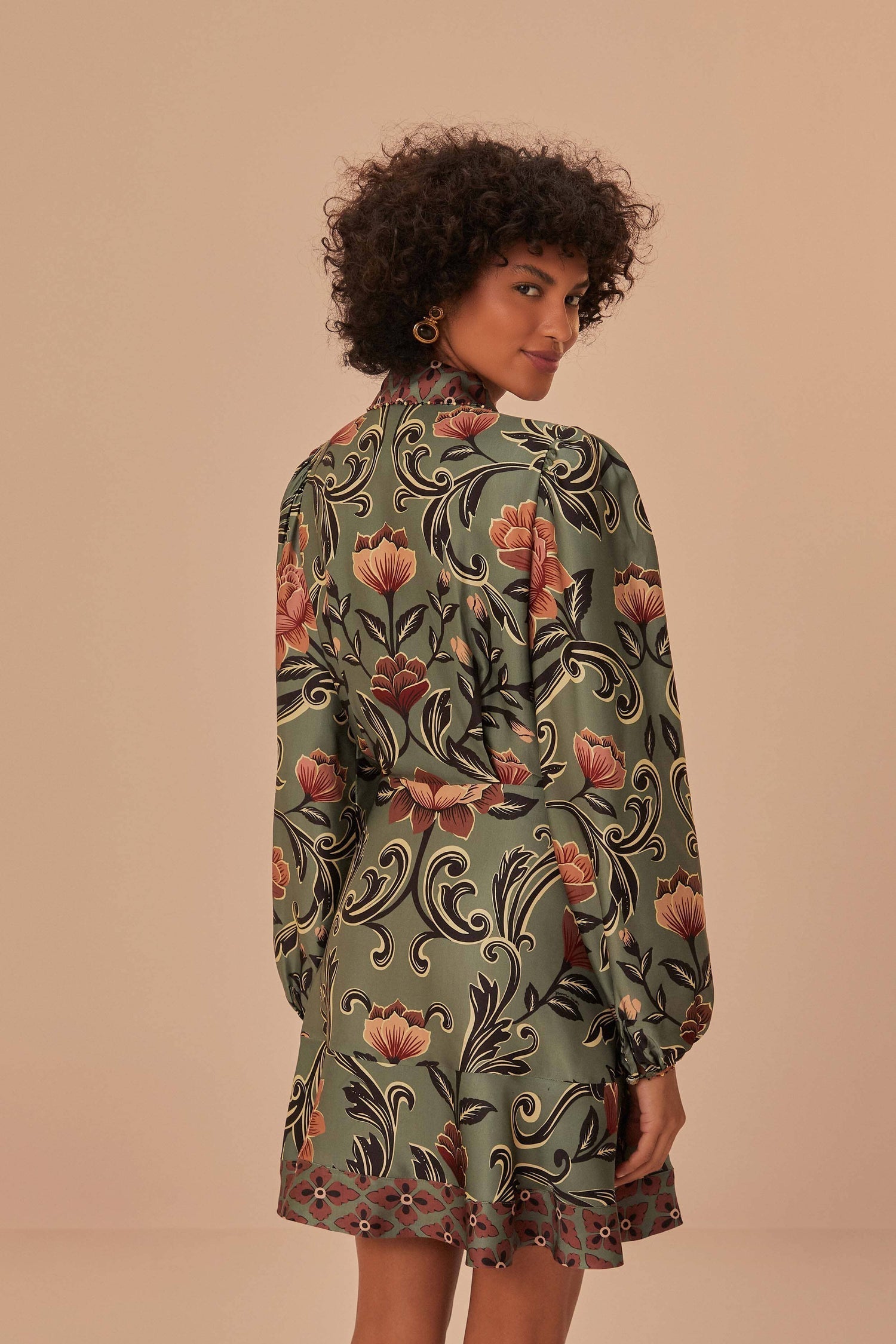 Arabesque Floral Print Midi Dress for Women — Vibrant - gallery