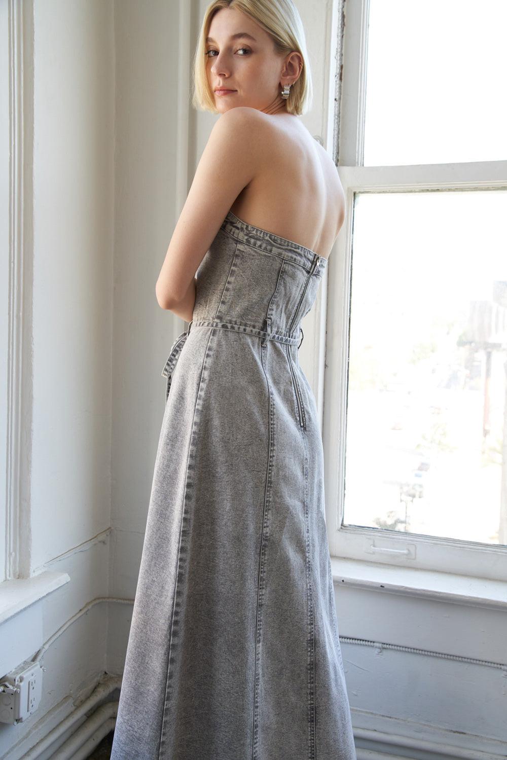 SECRET CRUSH TWILL MIDI DRESS — gallery