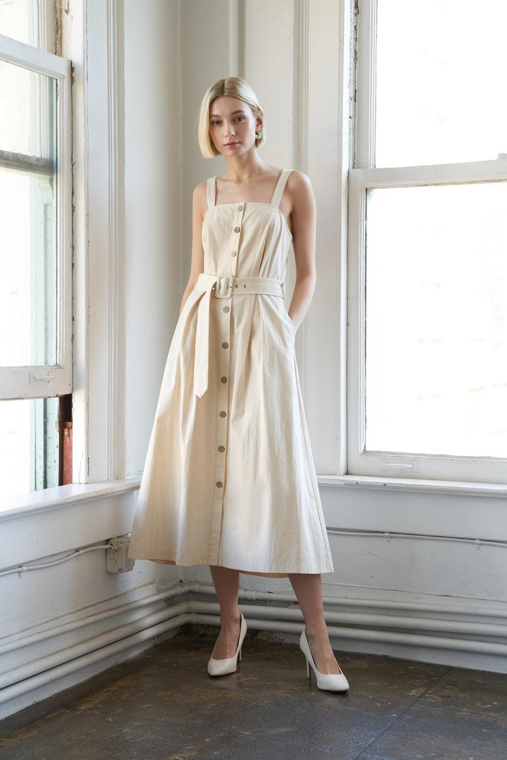 CALIFORNIA DREAMING WOVEN MIDI DRESS — gallery
