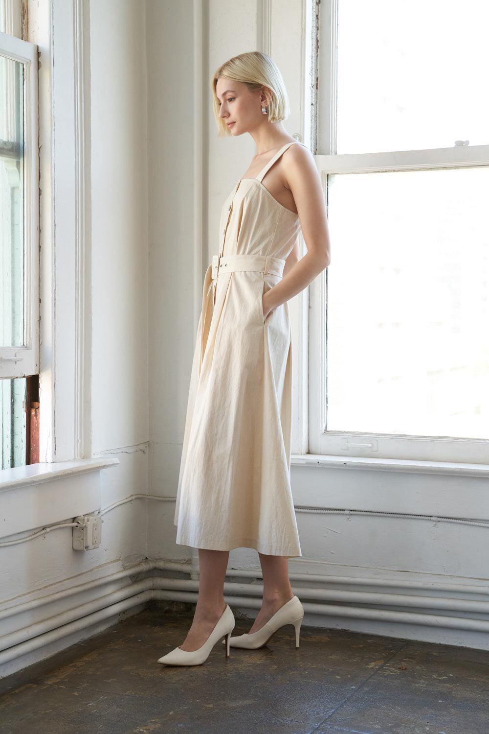 CALIFORNIA DREAMING WOVEN MIDI DRESS — gallery