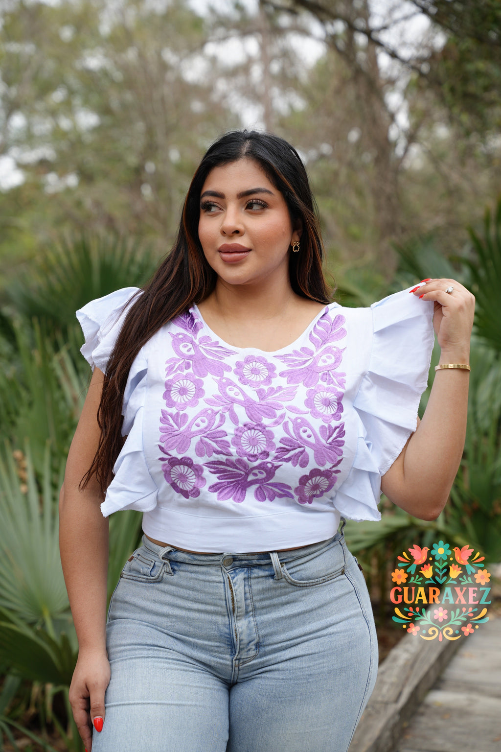 Artisan Embroidered Floral Top for Women — One Size Adjustable - gallery