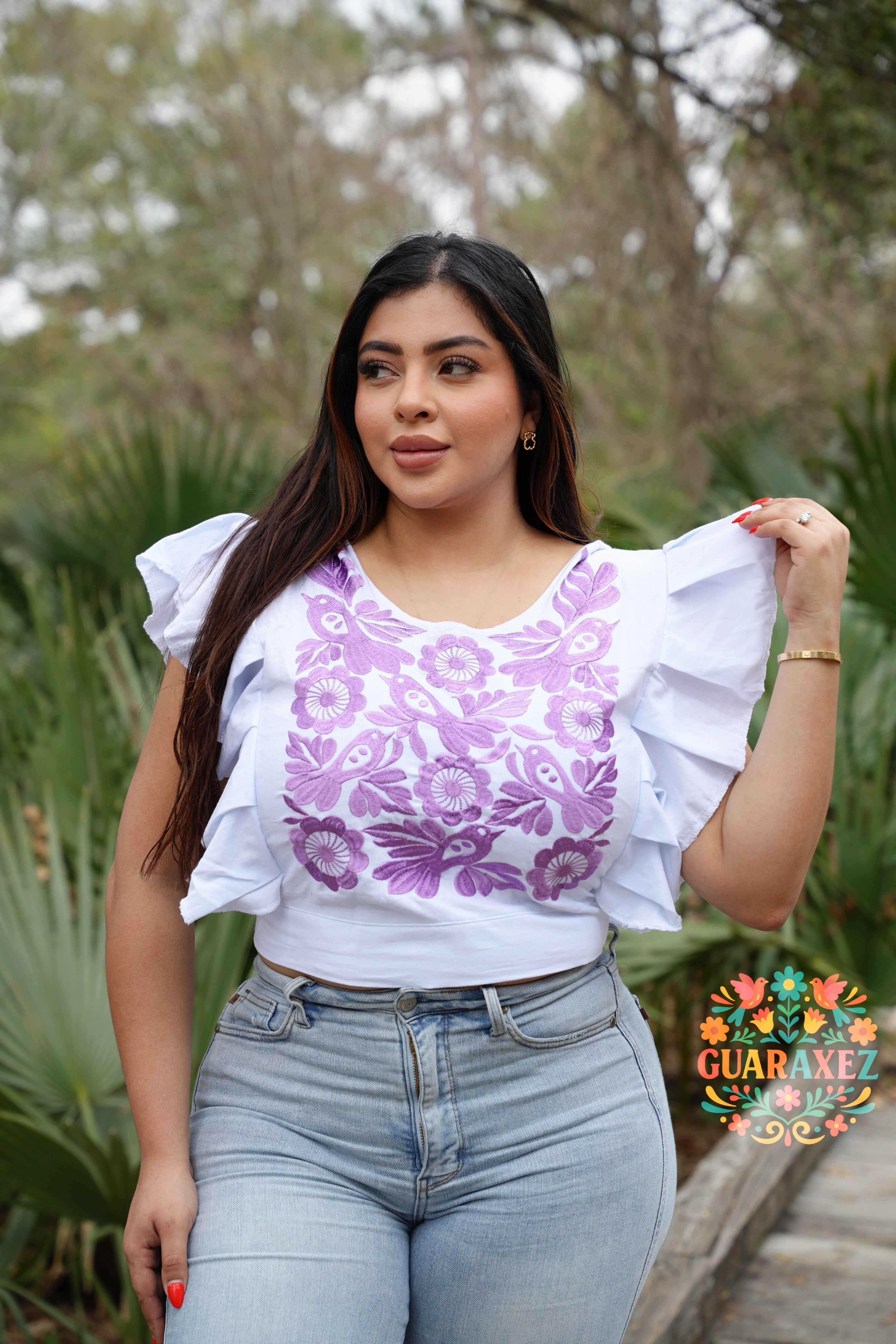 Artisan Embroidered Floral Top for Women — One Size Adjustable - gallery