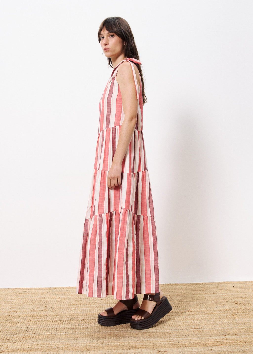 Rouge Shoulder-Tied Long Dress for Women — Couture Details - gallery