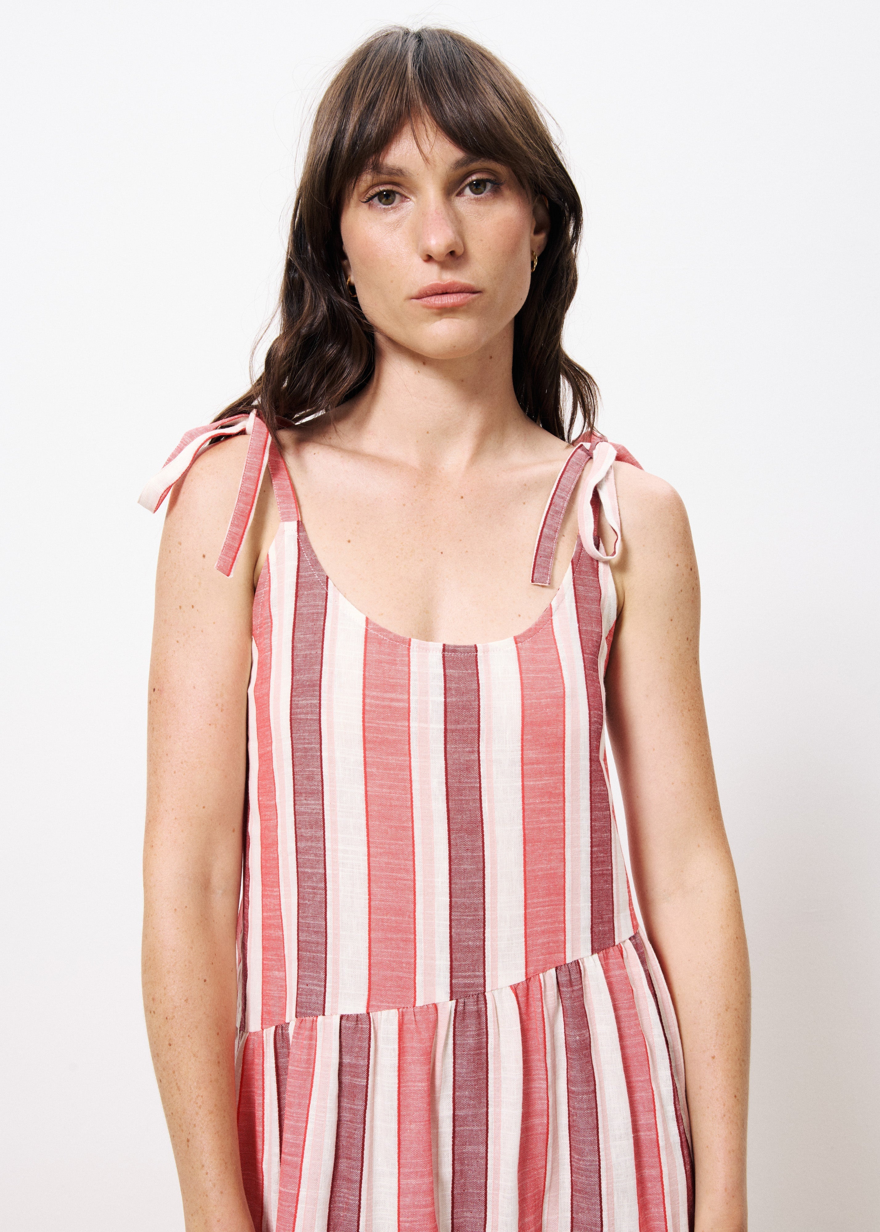 Rouge Shoulder-Tied Long Dress for Women — Couture Details - gallery