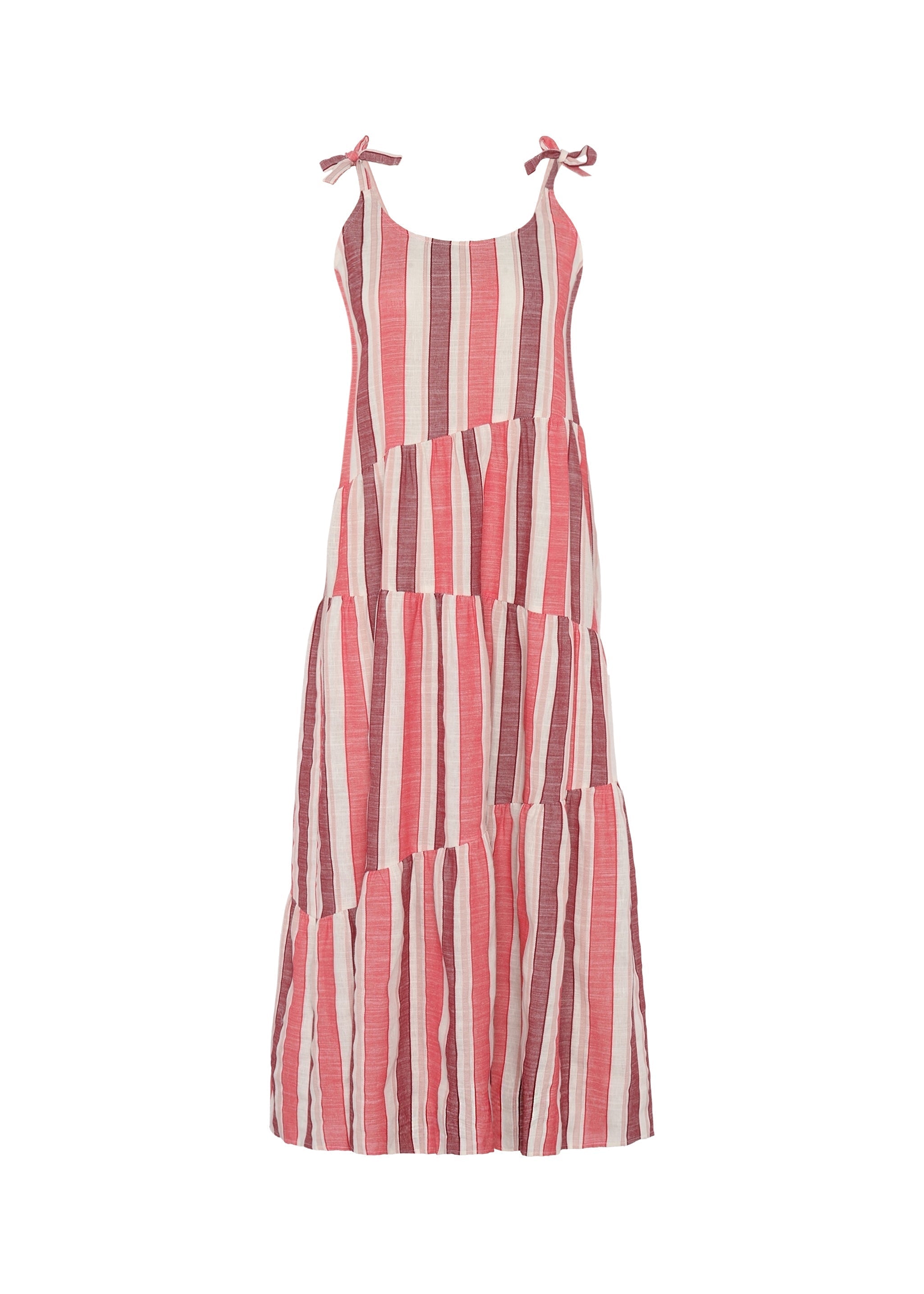 Rouge Shoulder-Tied Long Dress for Women — Couture Details - gallery
