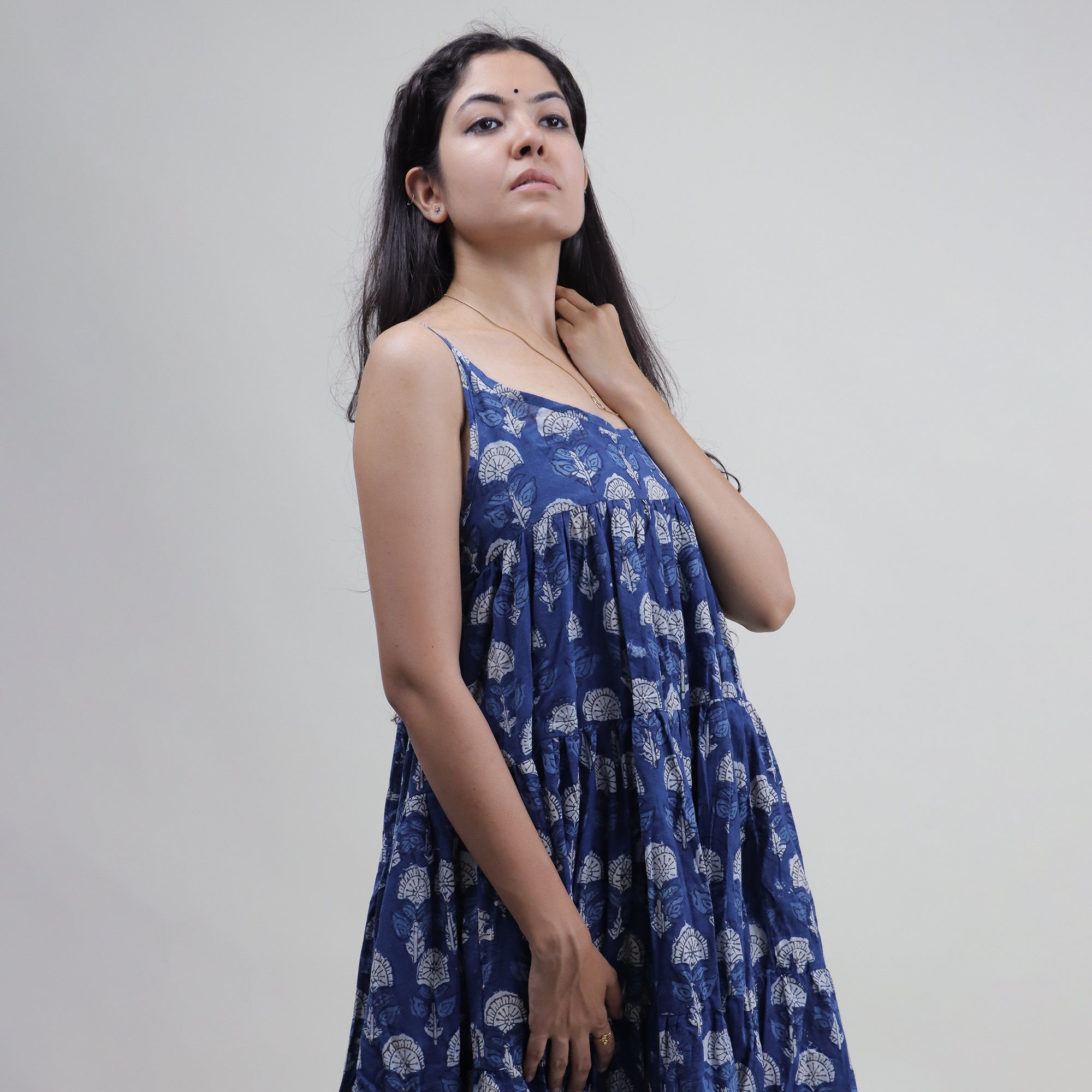 Hand Block Printed Cotton Midi Dress for Women — Artisan - gallery