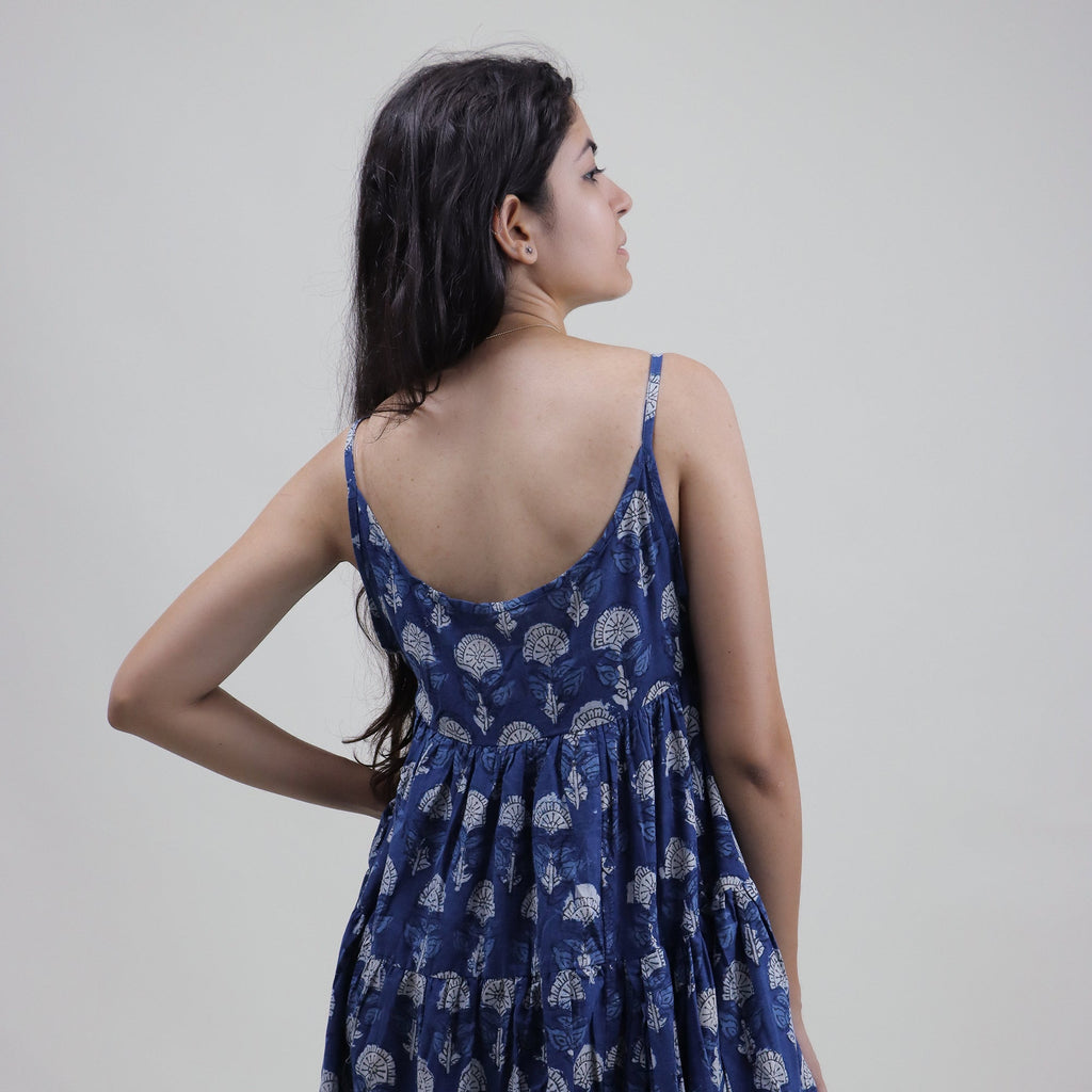 Hand Block Printed Cotton Midi Dress for Women — Artisan - gallery