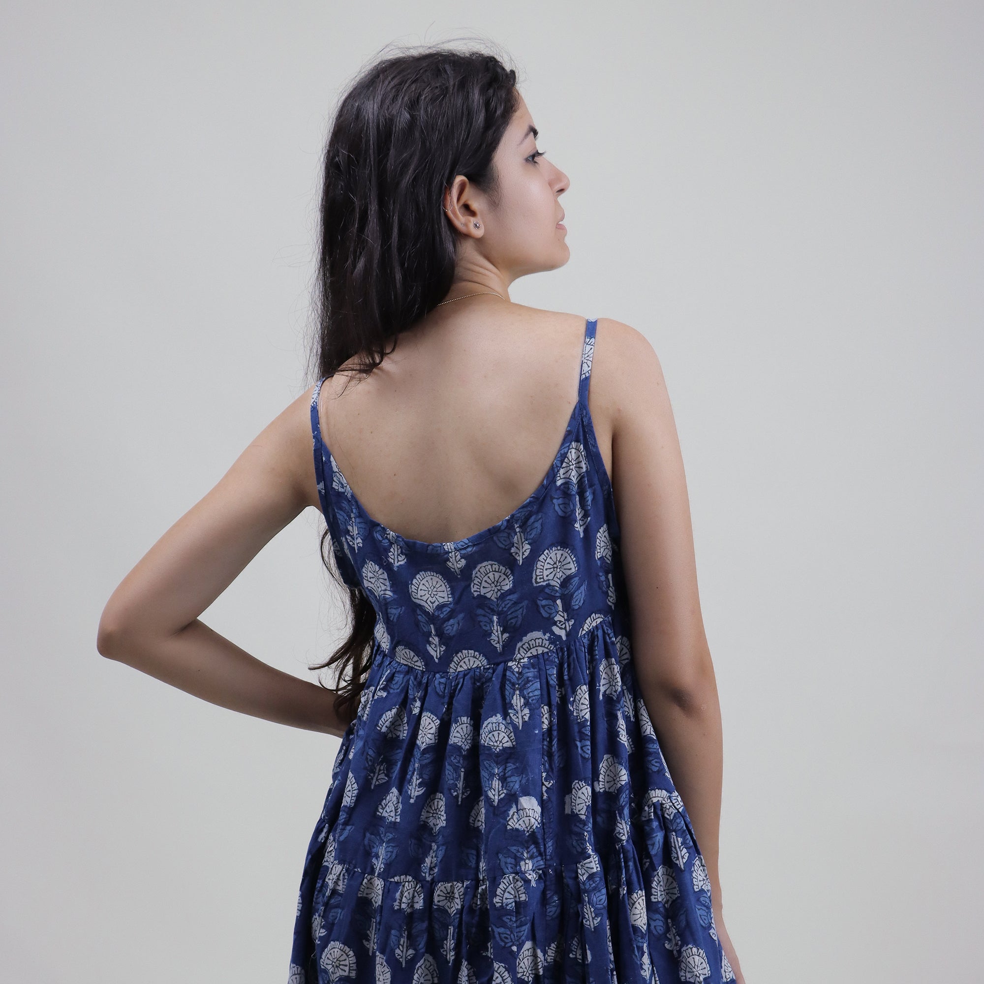 Hand Block Printed Cotton Midi Dress for Women — Artisan - gallery