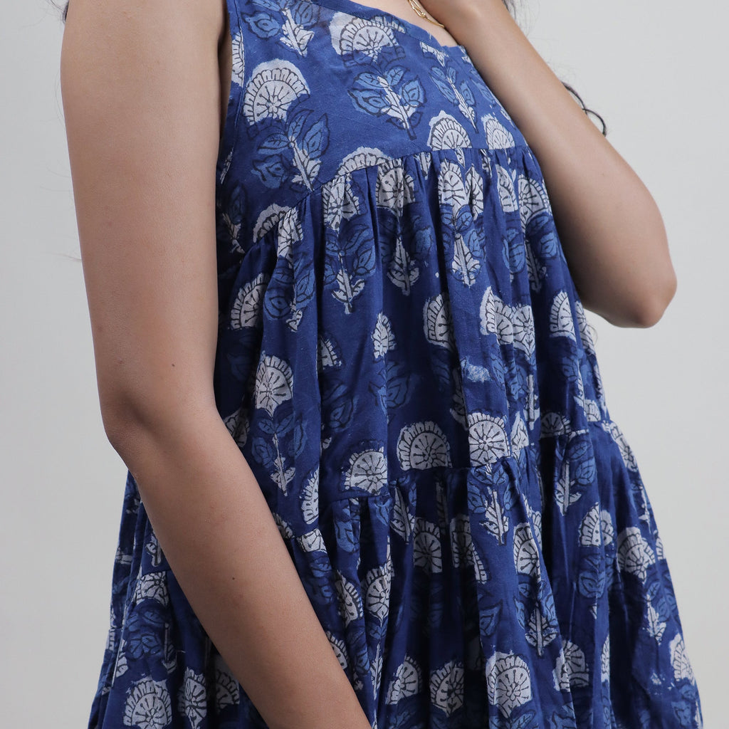 Hand Block Printed Cotton Midi Dress for Women — Artisan - gallery