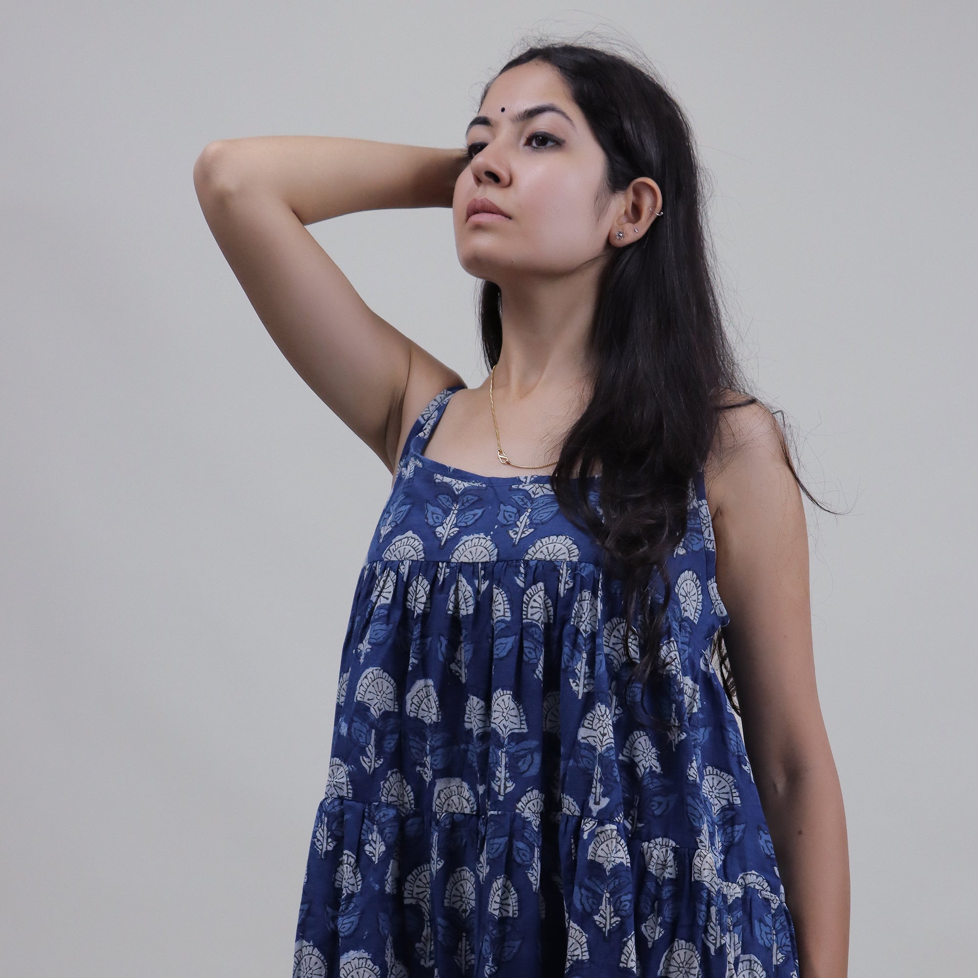 Hand Block Printed Cotton Midi Dress for Women — Artisan - gallery