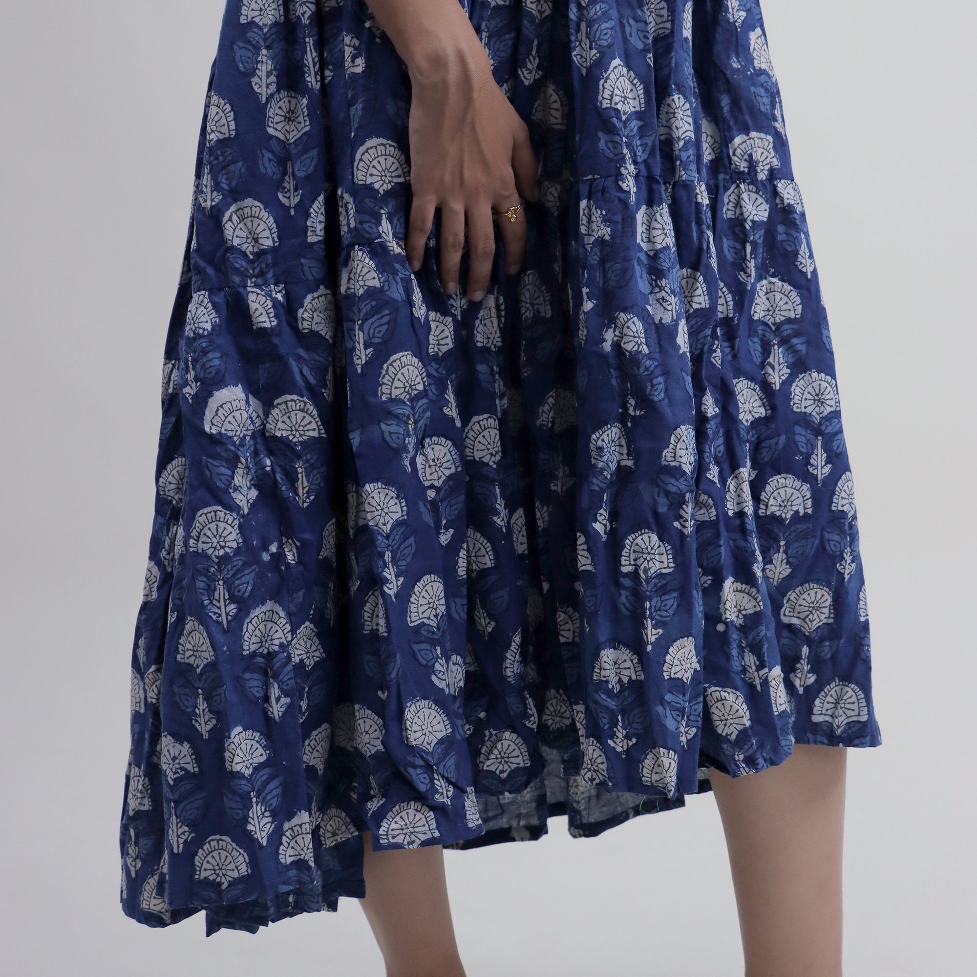 Hand Block Printed Cotton Midi Dress for Women — Artisan - gallery