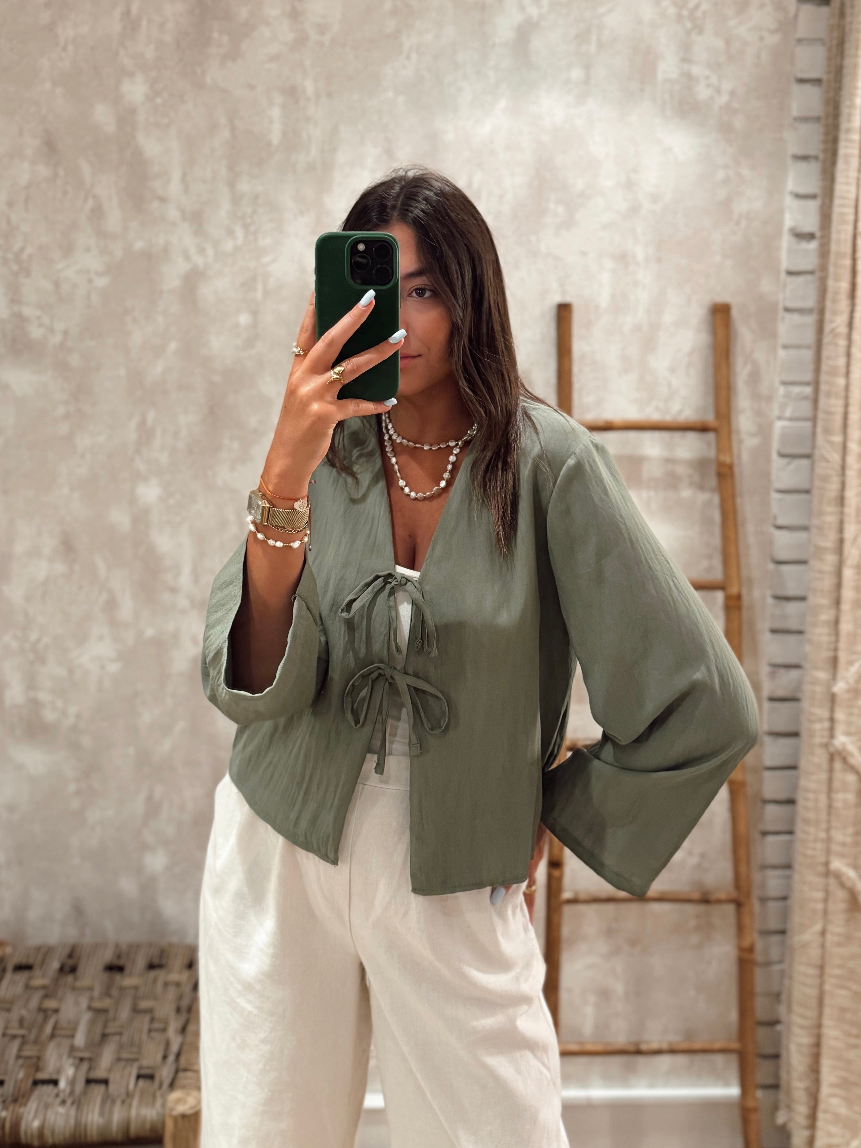 Long Sleeve Tie-Detail Blouse for Women