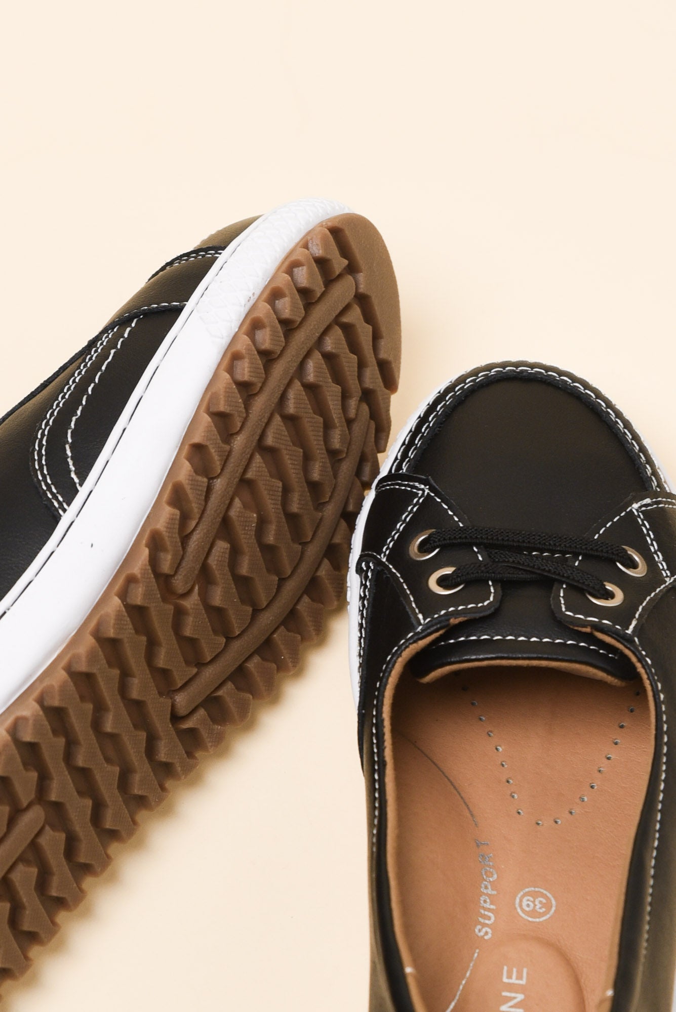 Garland Black Leather Loafer Sneaker for Women - gallery