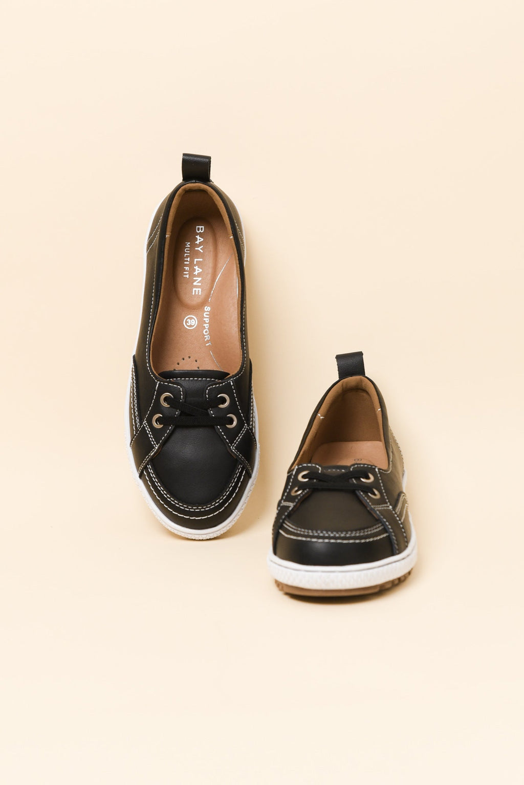Garland Black Leather Loafer Sneaker for Women - gallery
