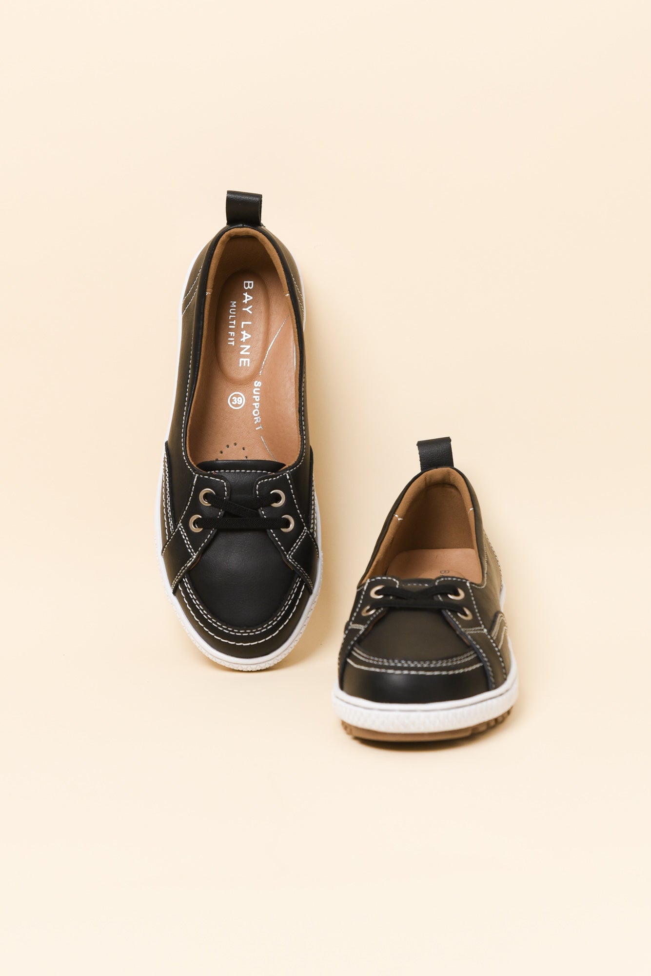Garland Black Leather Loafer Sneaker for Women - gallery