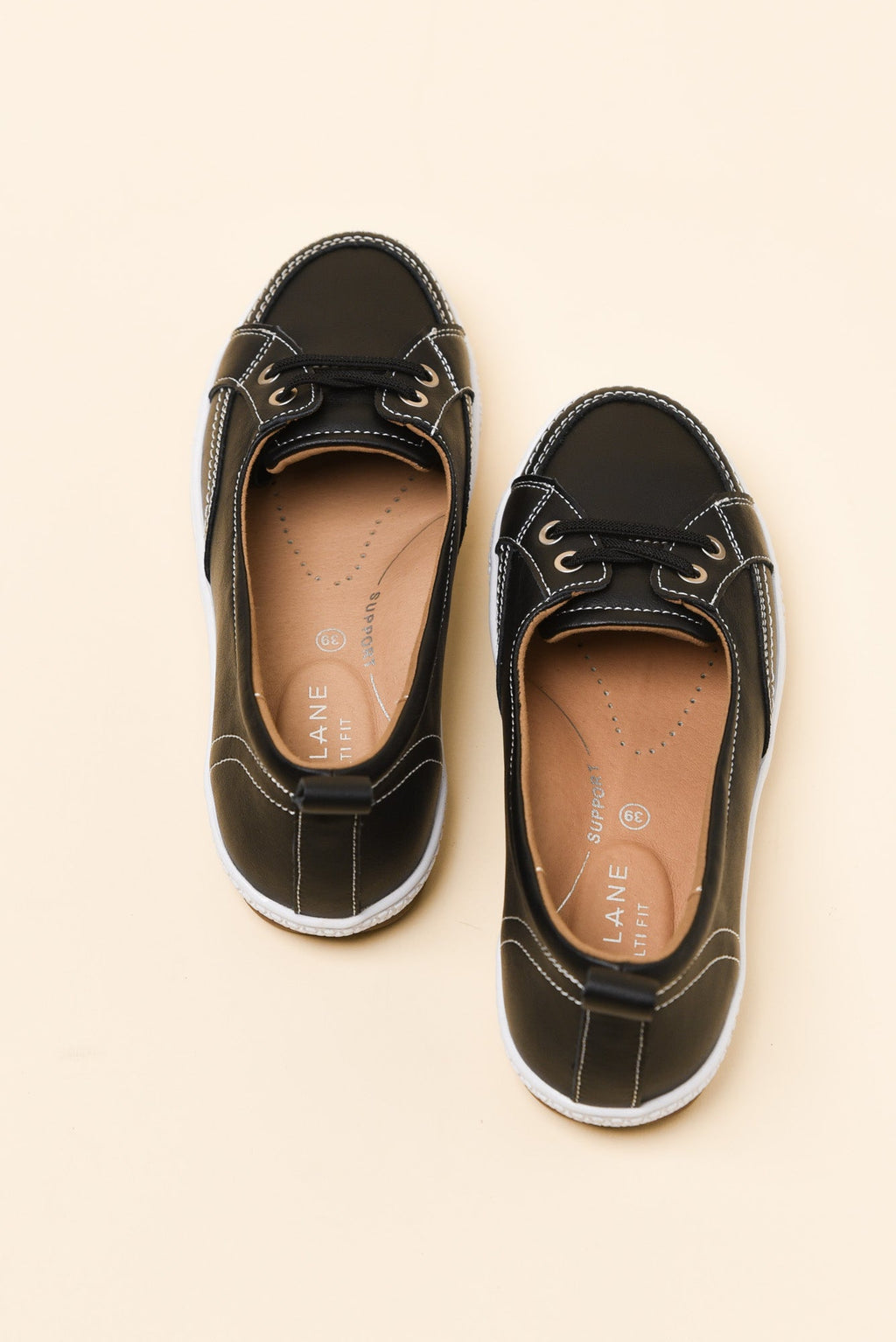 Garland Black Leather Loafer Sneaker for Women - gallery